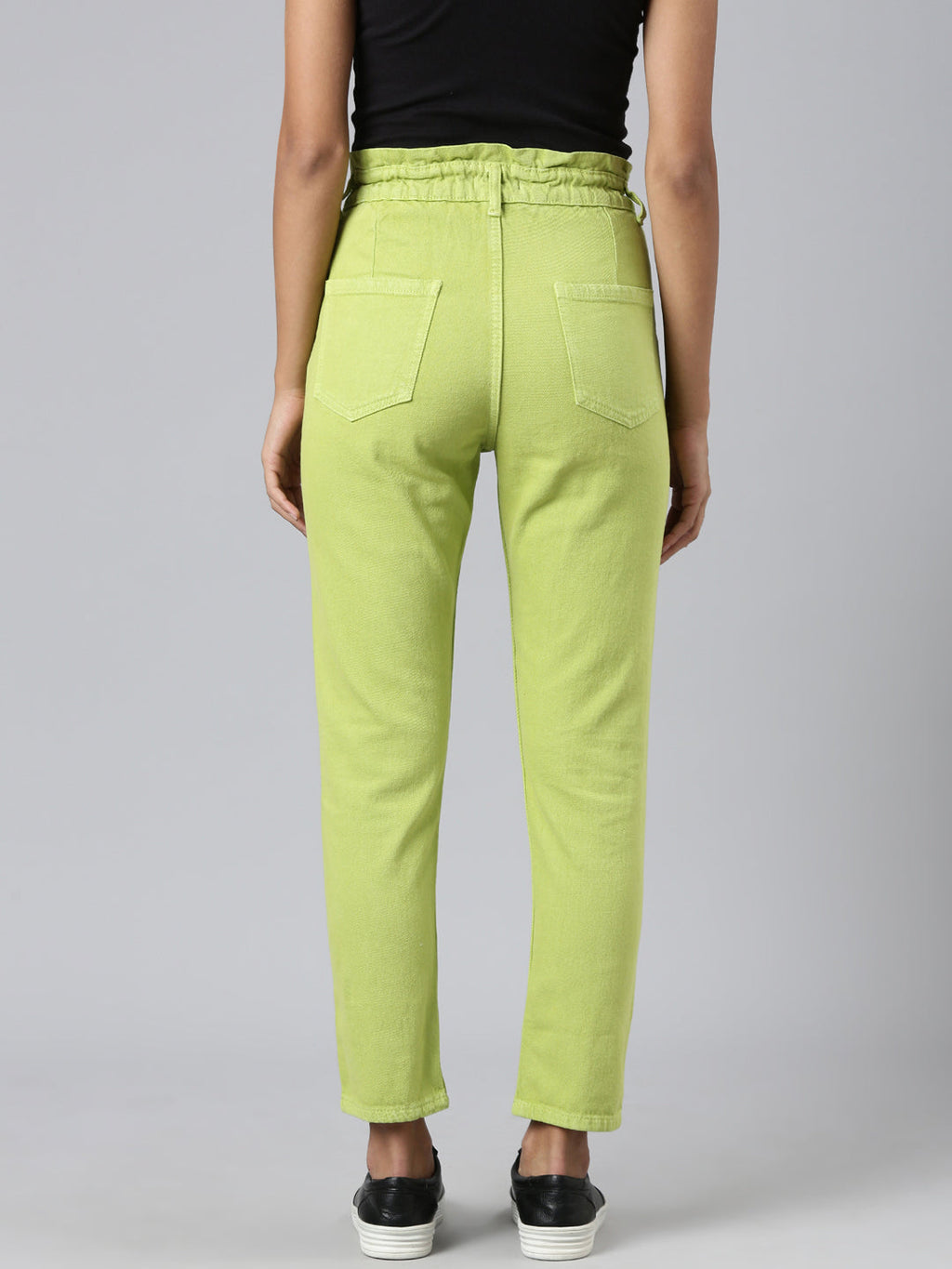 Women's Lime Green Mid Rise Mom Fit Denim Jeans