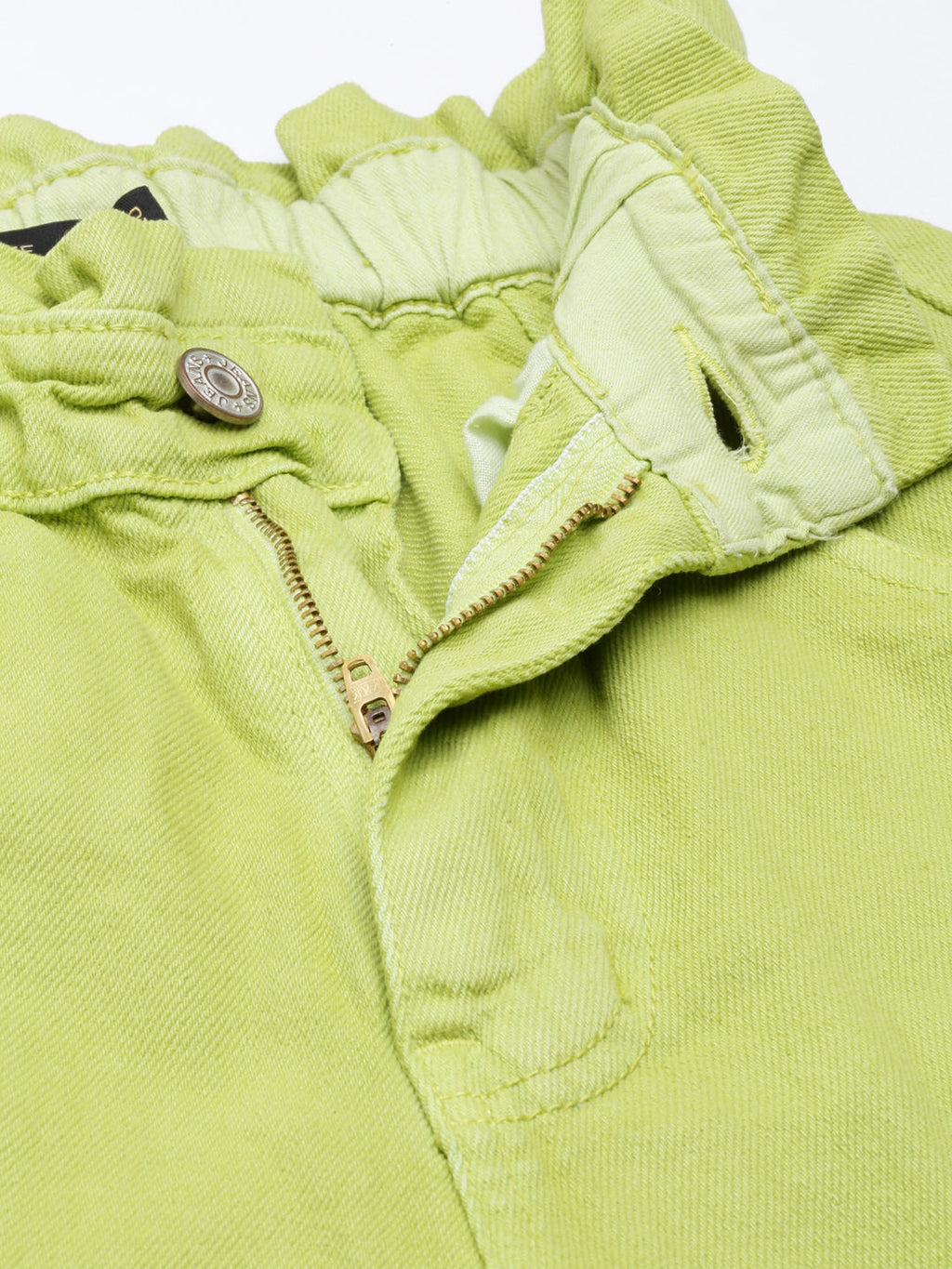 Women's Lime Green Mid Rise Mom Fit Denim Jeans