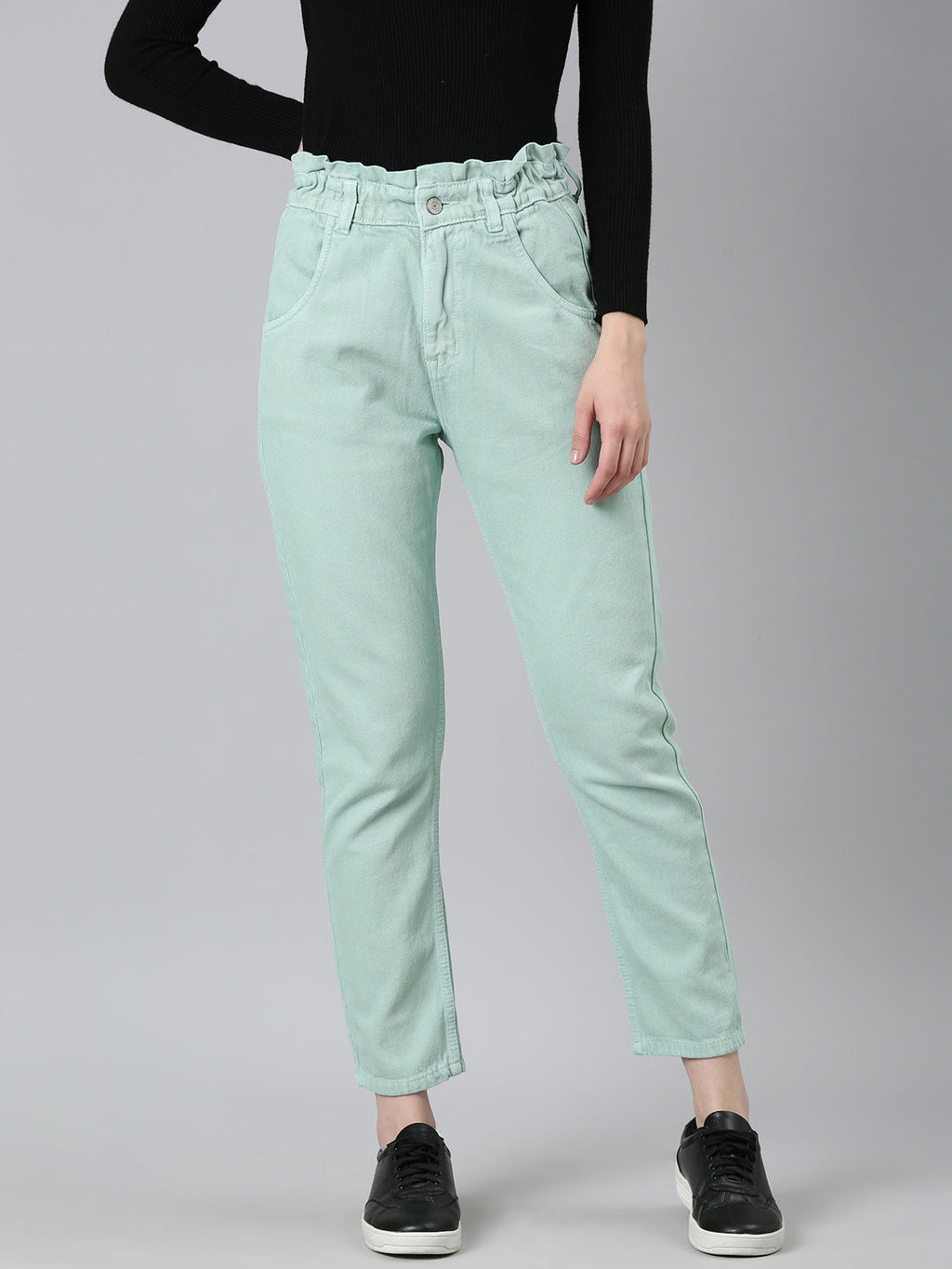 Women's Sea Green High-Rise Cotton Denim Jeans