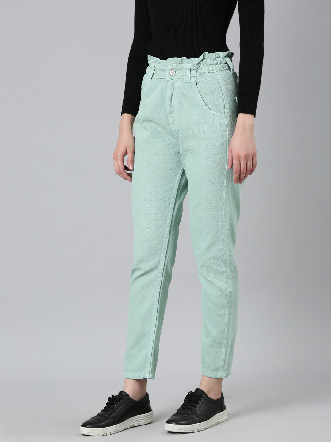 Women's Sea Green High-Rise Cotton Denim Jeans
