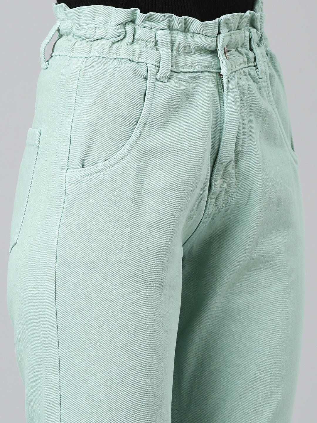 Women's Sea Green High-Rise Cotton Denim Jeans