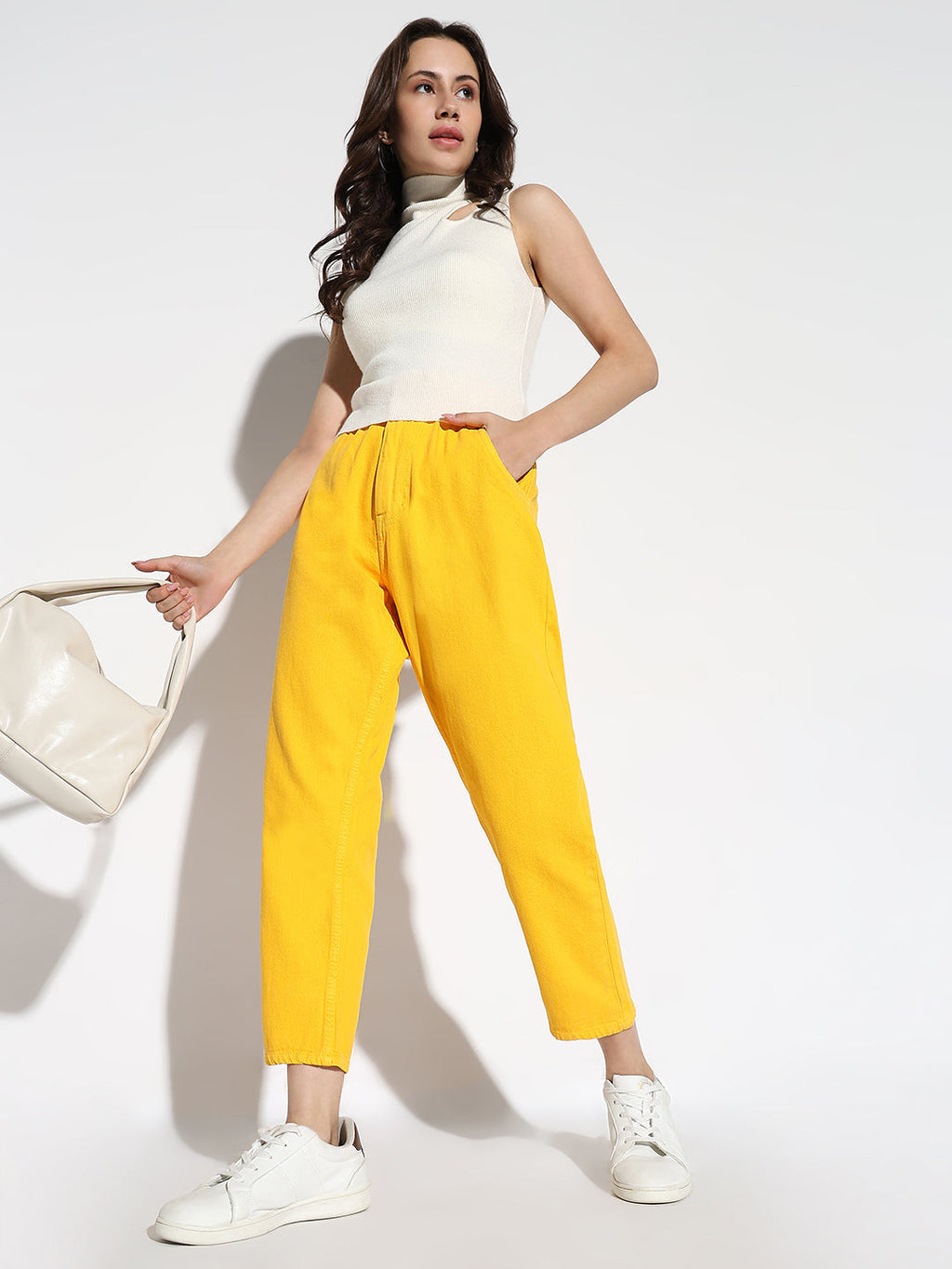 Women's Yellow Mom Fit Jeans