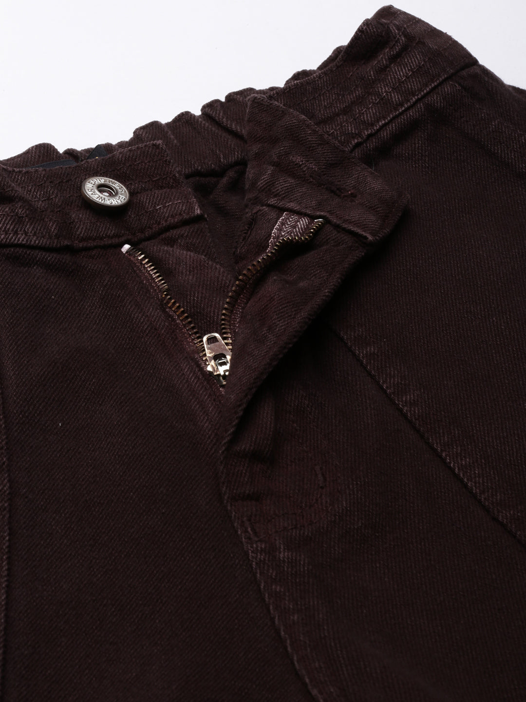 Women's Brown Wide Leg Mid-Rise Acid Wash Denim Jeans