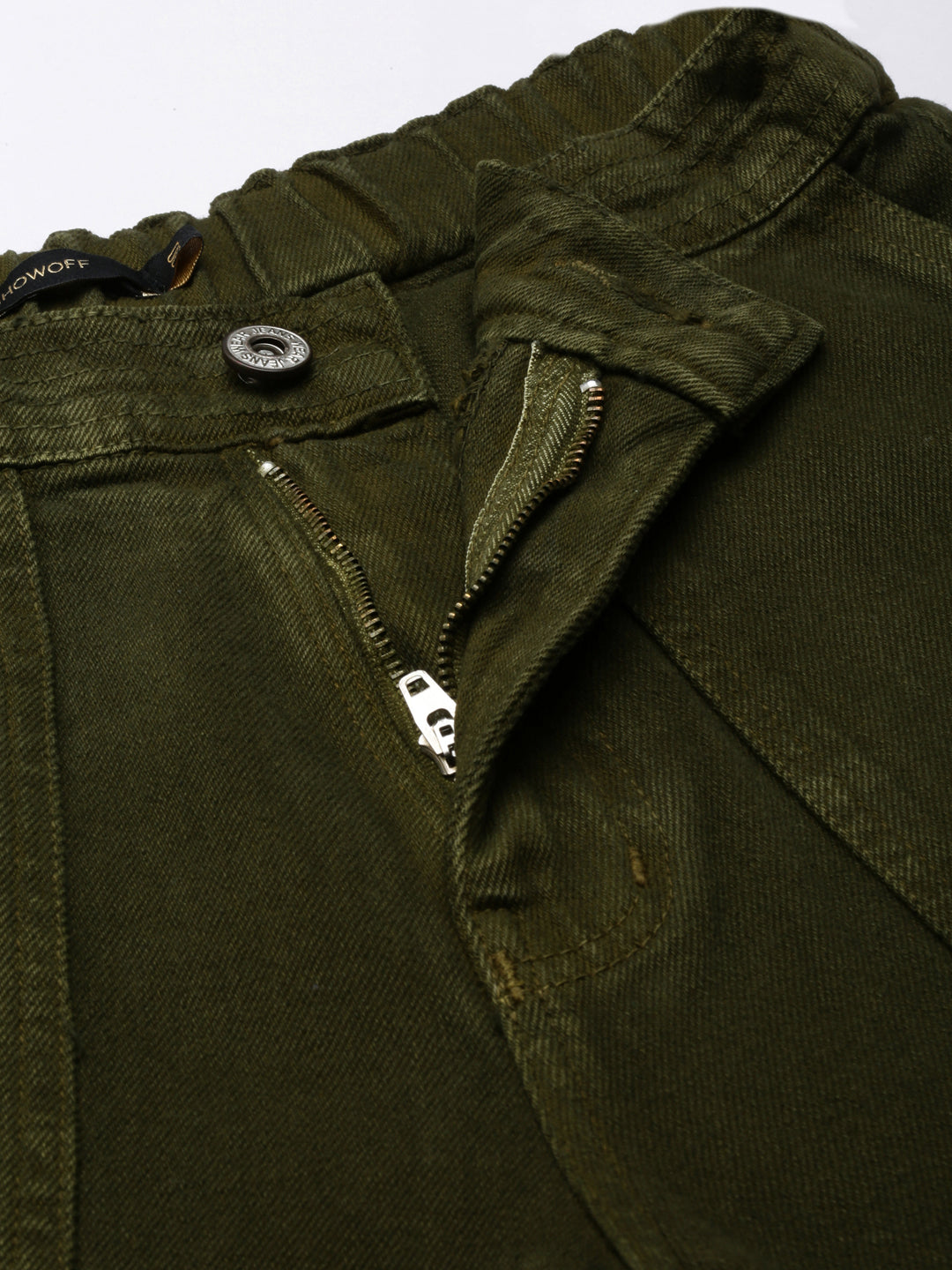 Women's Olive Wide Leg Acid Wash Denim Jeans