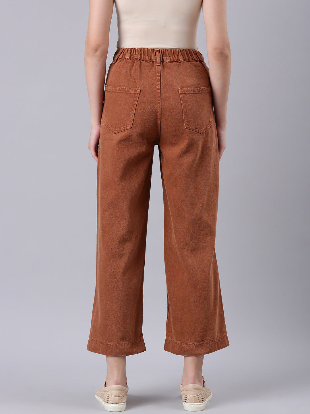 Women's Rust Wide Leg Acid Wash Denim Jeans