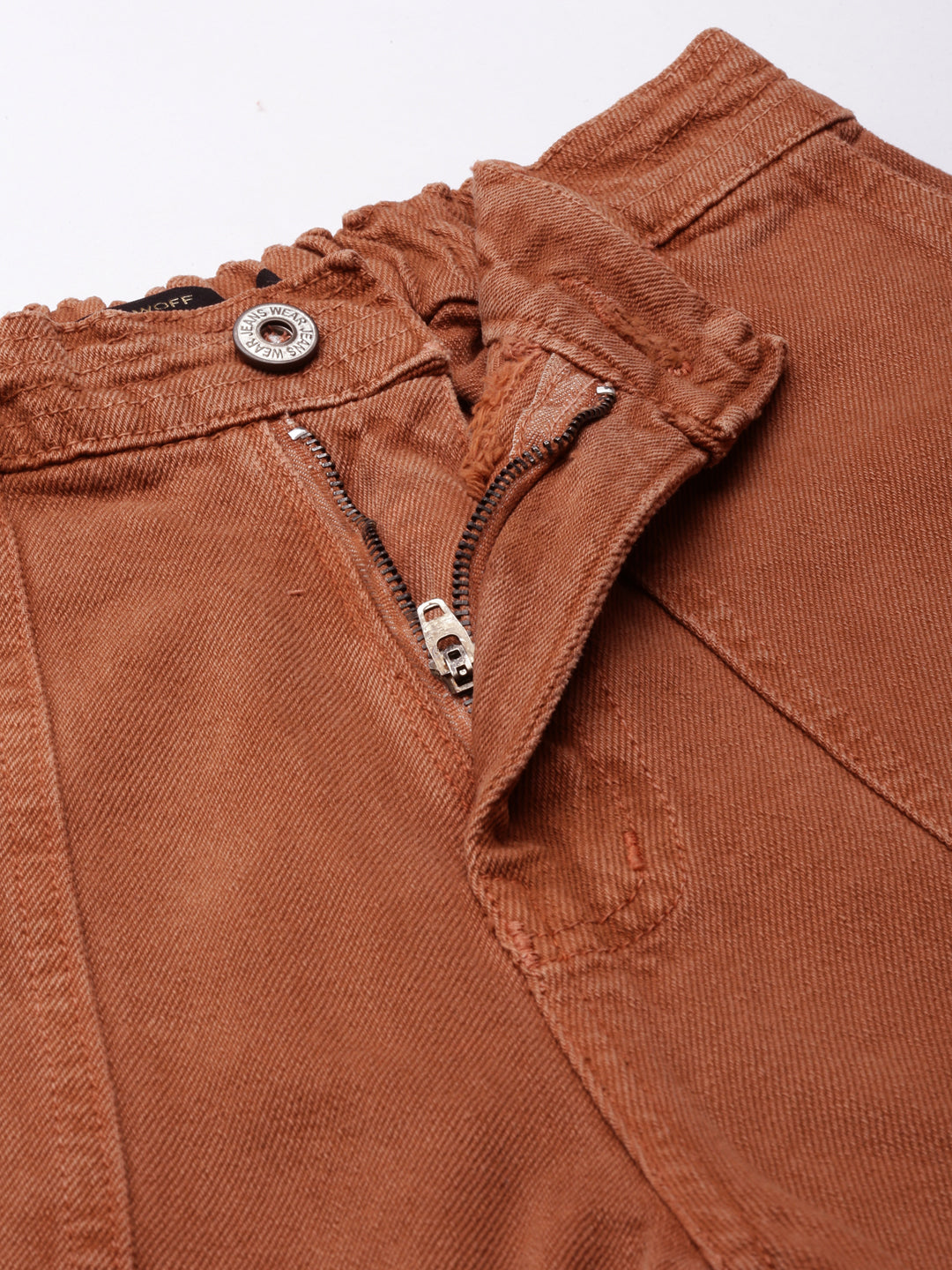 Women's Rust Wide Leg Acid Wash Denim Jeans