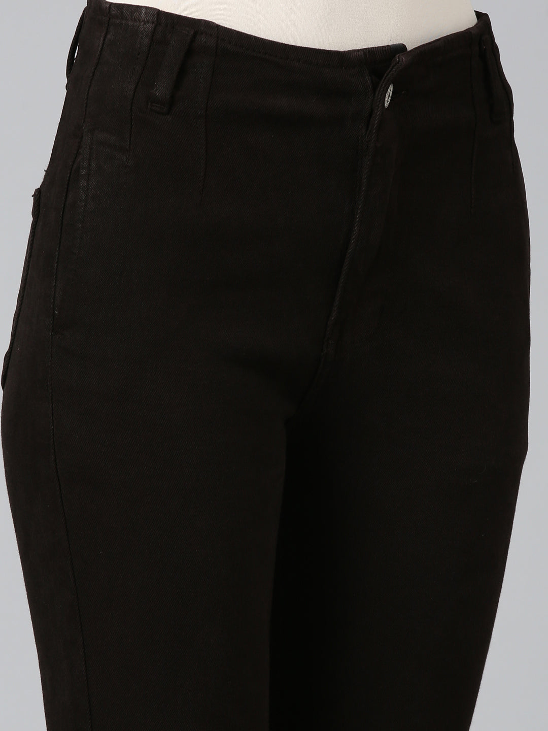 Women's Brown Slim Fit Mid-Rise Cropped Denim Jeans