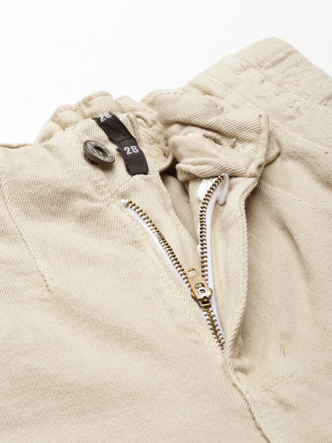 Women's Beige Mid-Rise Denim Jeans