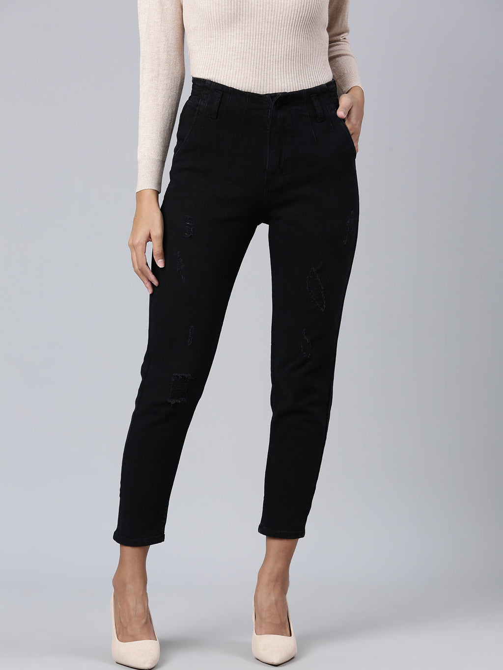 Women's Black Mom Fit Denim Jeans