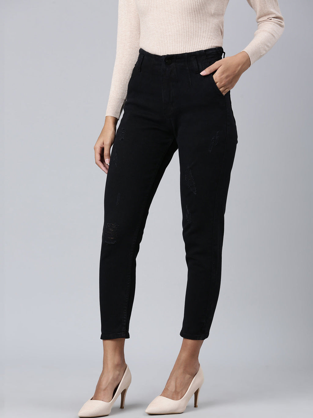 Women's Black Mom Fit Denim Jeans