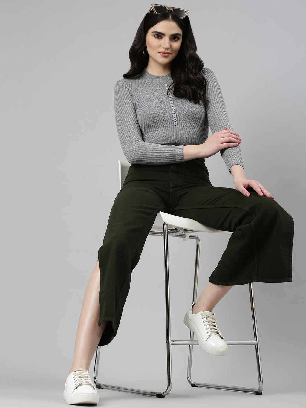 Women's Olive High-Rise Dark Shade Denim Jeans