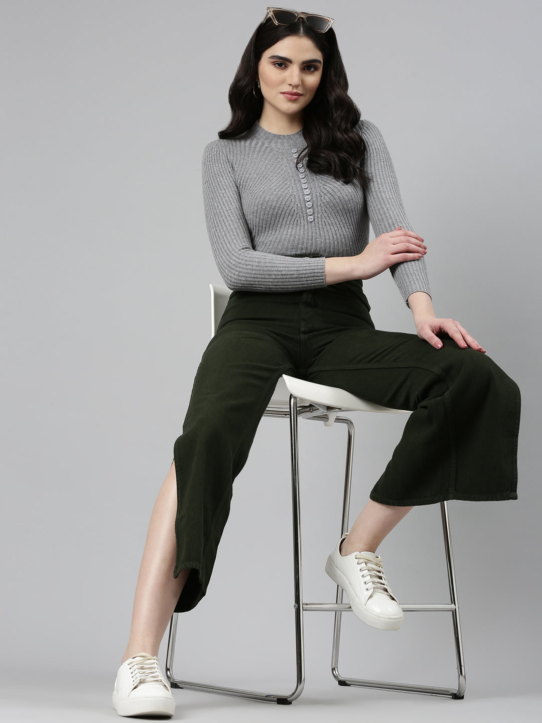 Women's Olive High-Rise Dark Shade Denim Jeans