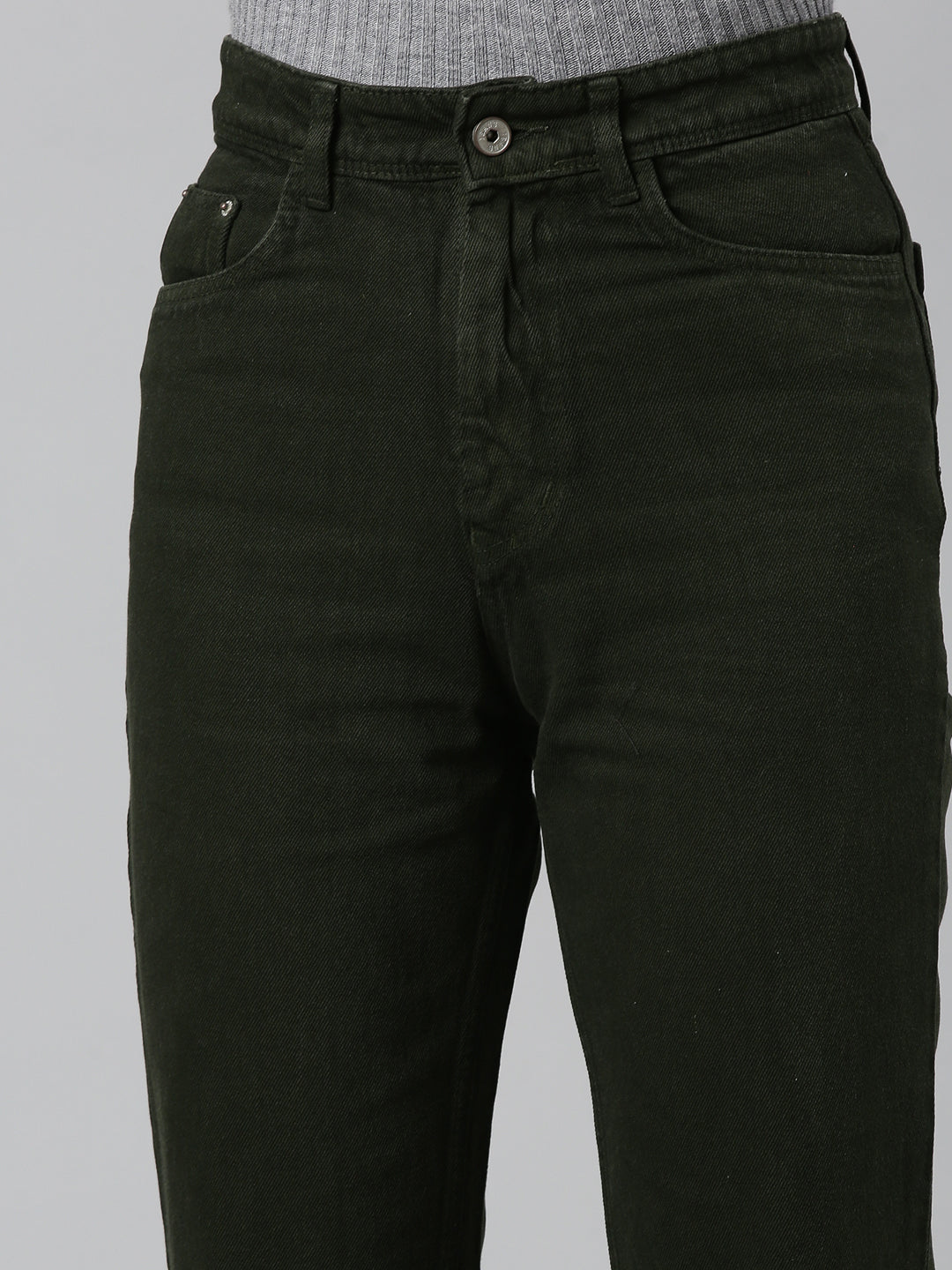 Women's Olive High-Rise Dark Shade Denim Jeans