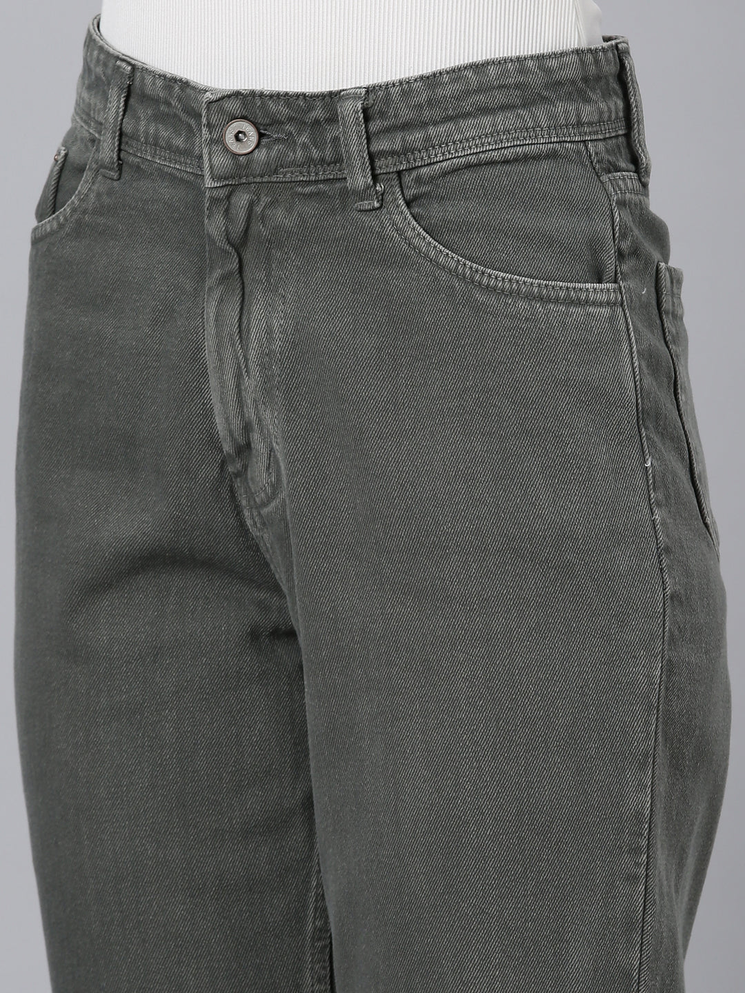 Women's Olive Wide Leg Denim Jeans