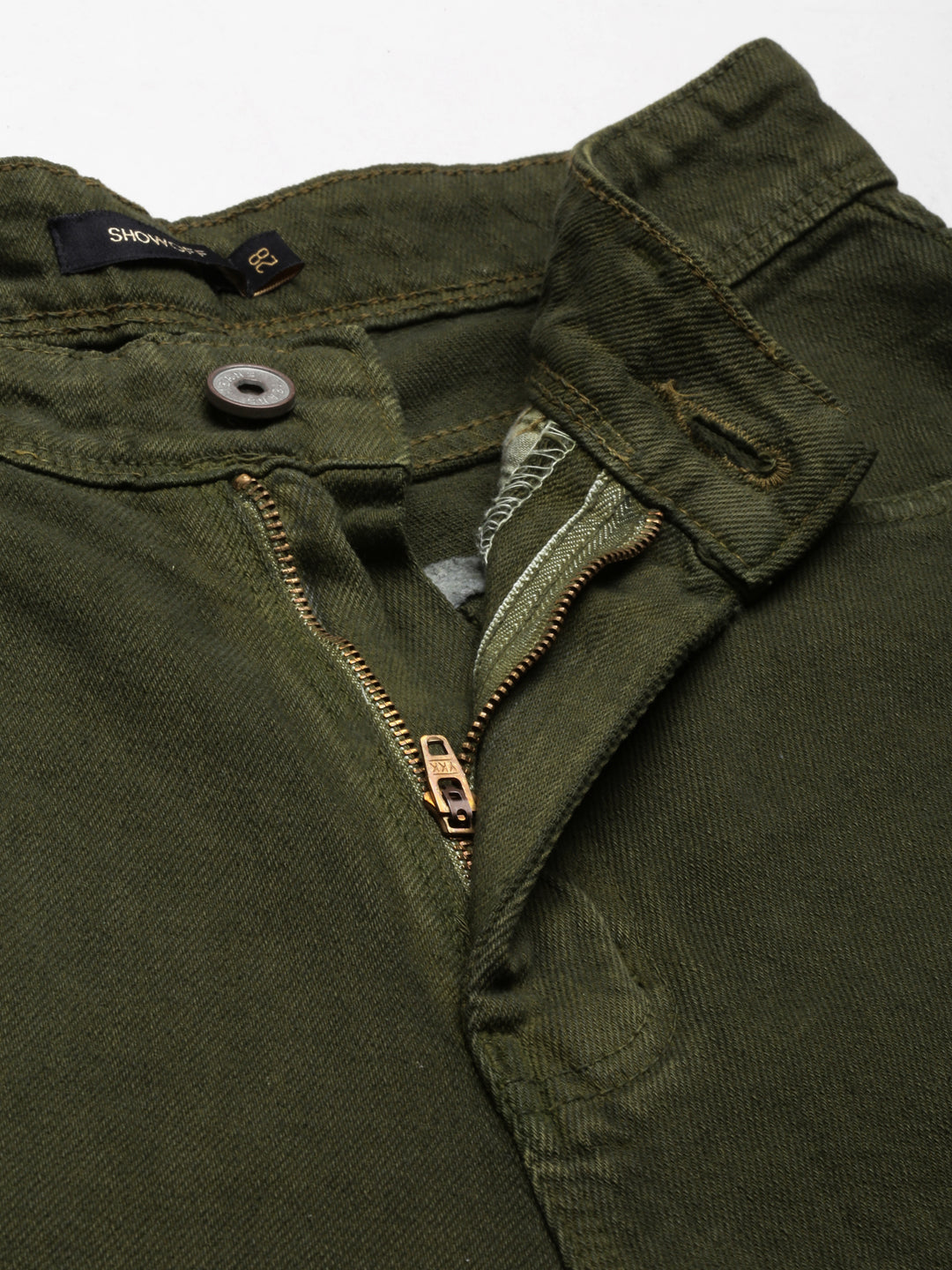 Women's Olive Straight Fit Denim Cotton Jeans