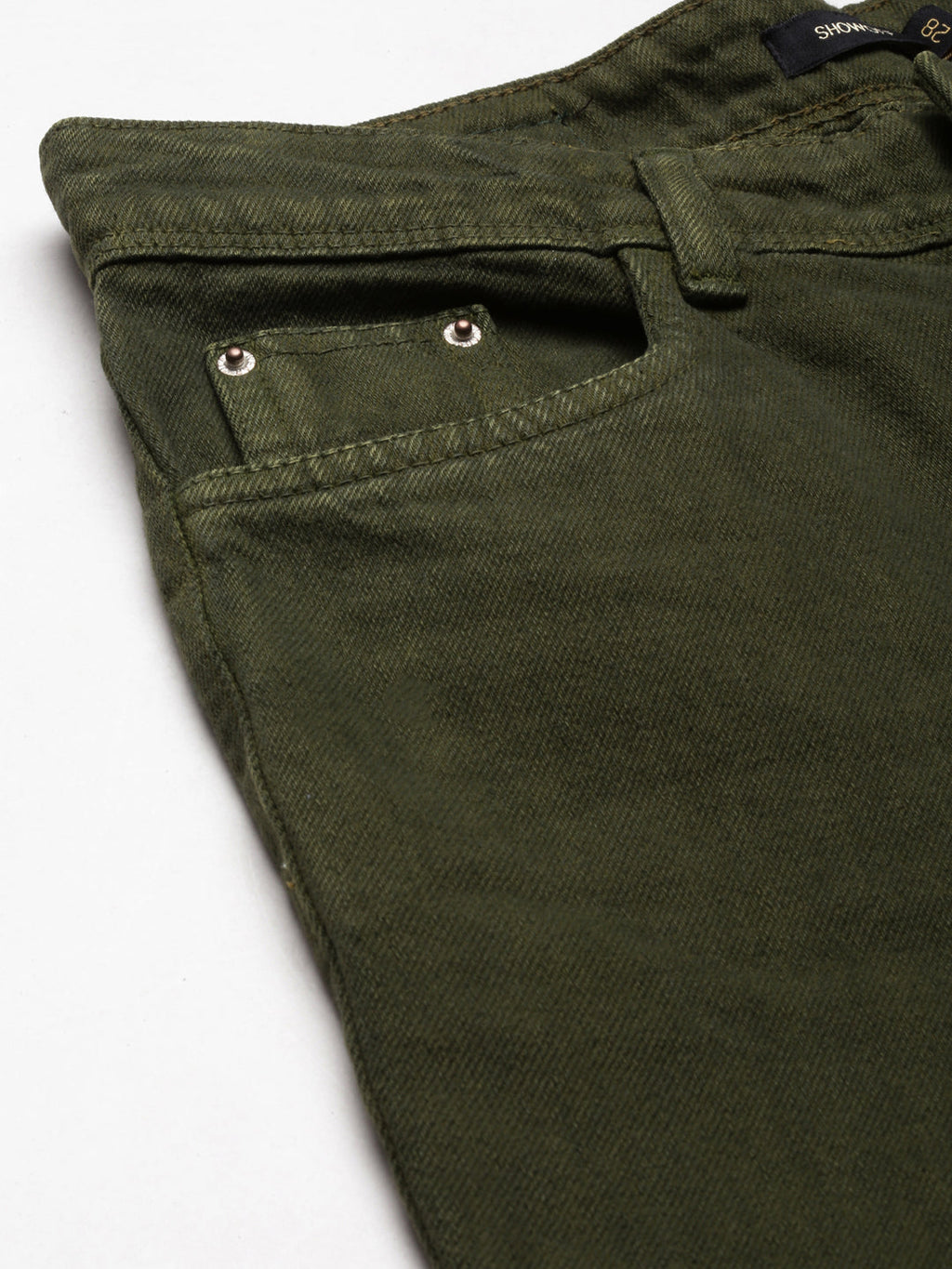 Women's Olive Straight Fit Denim Cotton Jeans