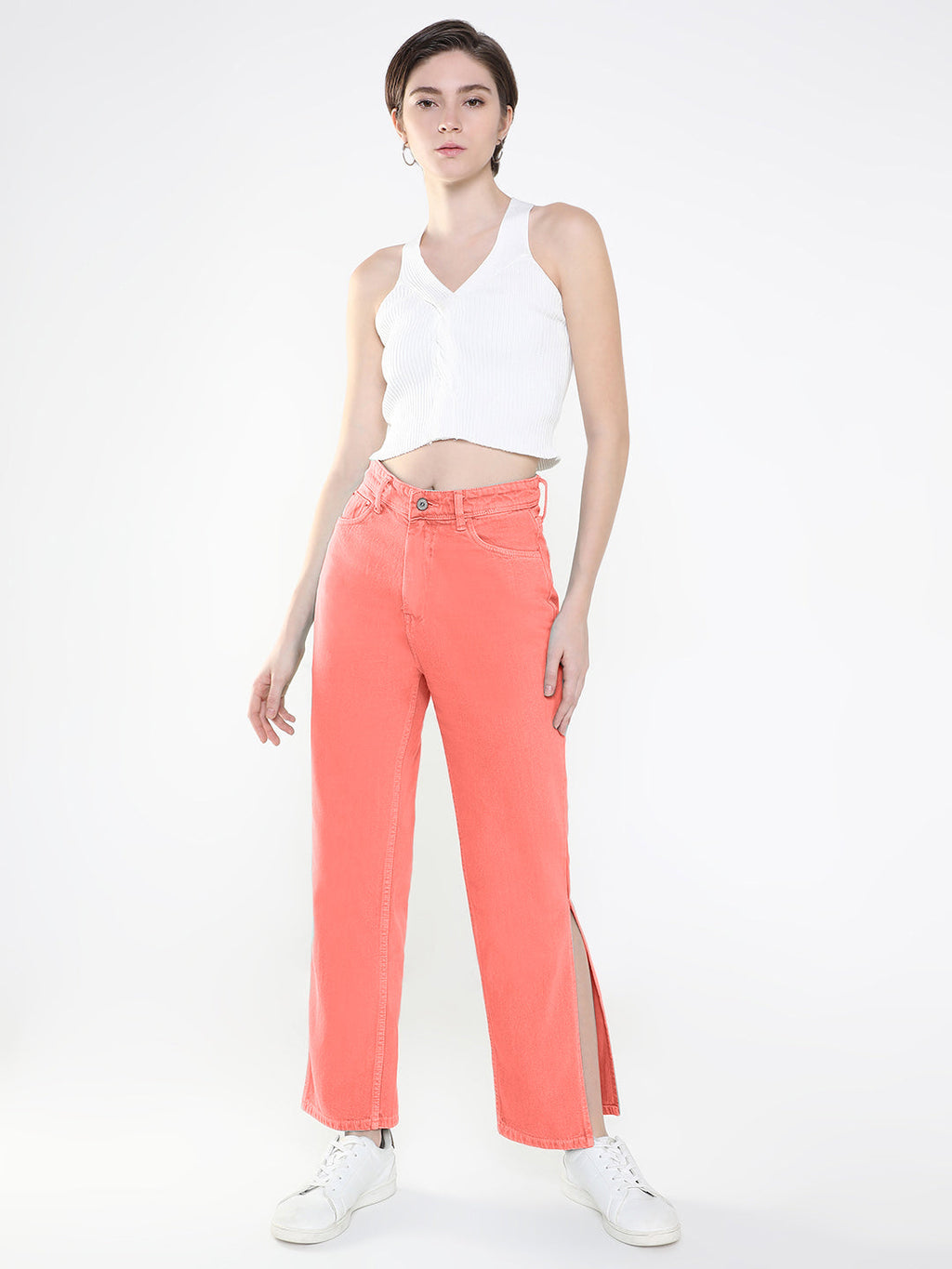 Women's Pink Straight Fit Jeans