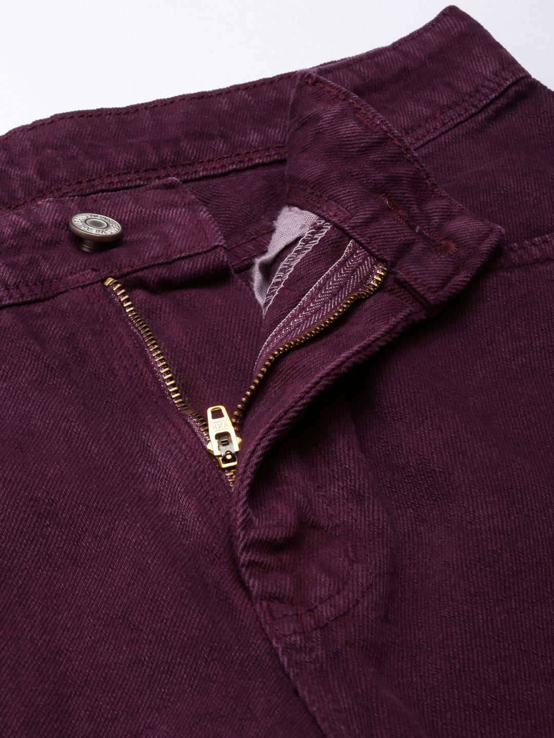 Women's Magenta Wide Leg Slit Hem Denim Jeans