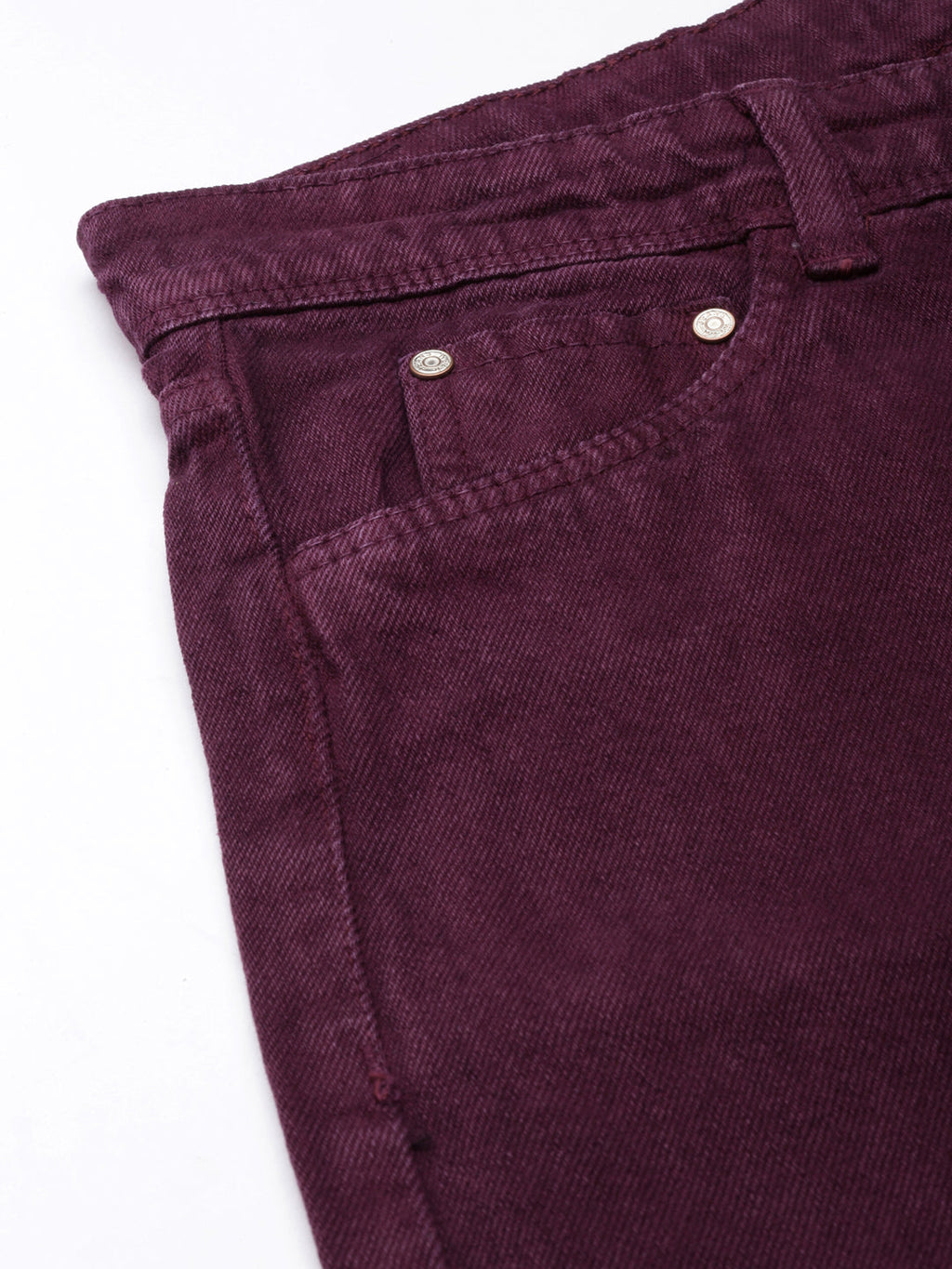 Women's Magenta Wide Leg Slit Hem Denim Jeans