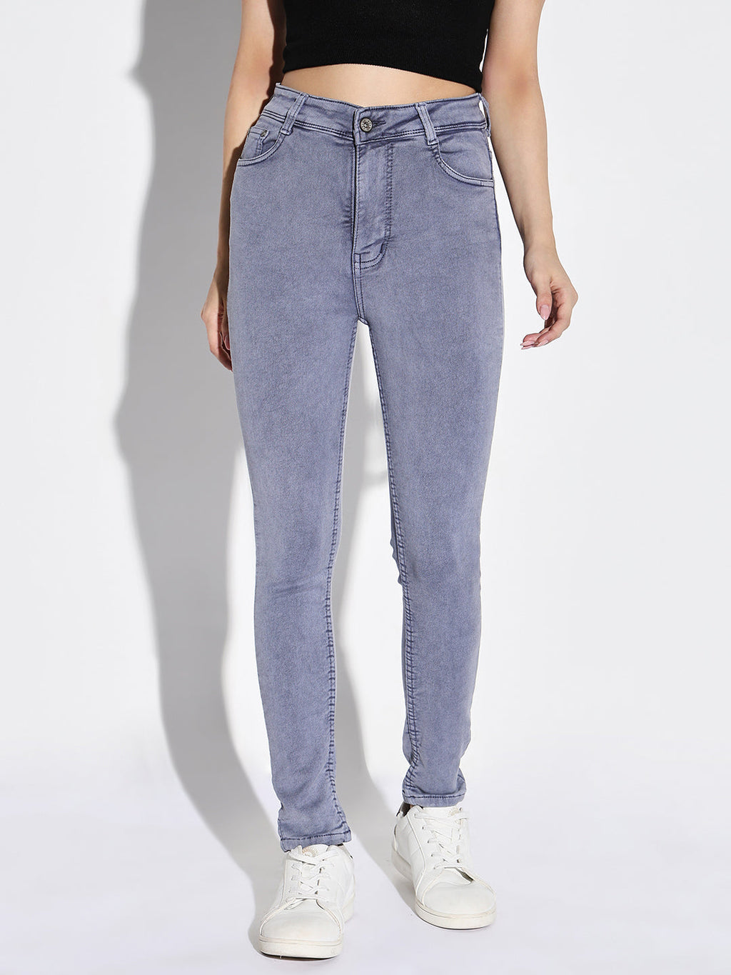 Women's Purple Comfort Skinny Fit Light Fade Stretchable Jeans