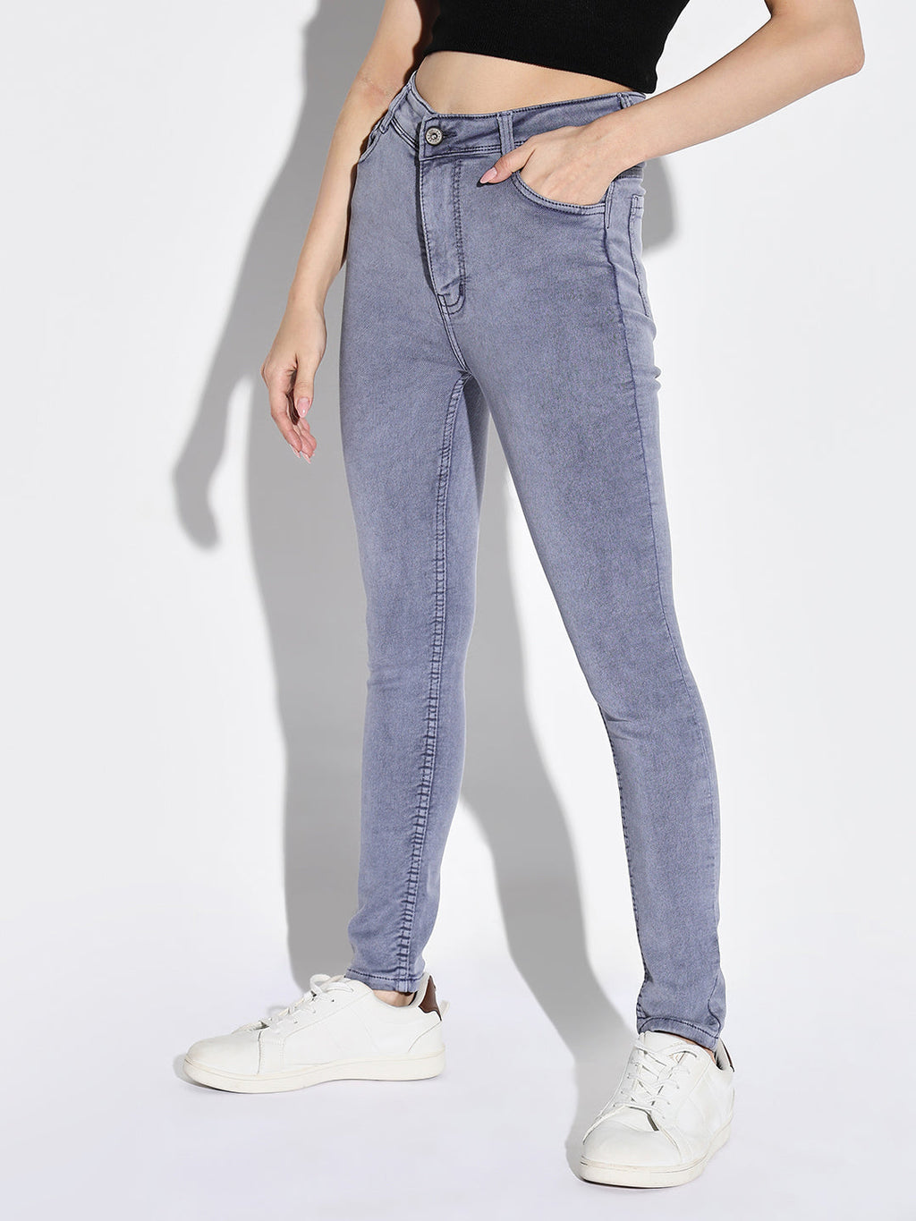 Women's Purple Comfort Skinny Fit Light Fade Stretchable Jeans