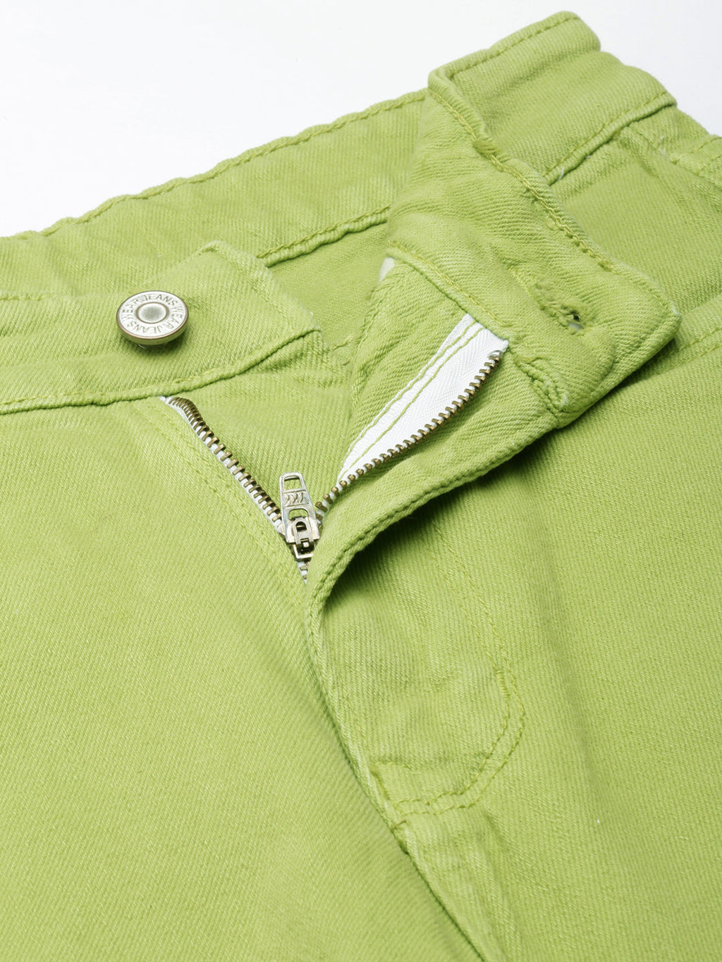 Women's Lime Green Straight Fit Clean Look Acid Wash Denim Jeans