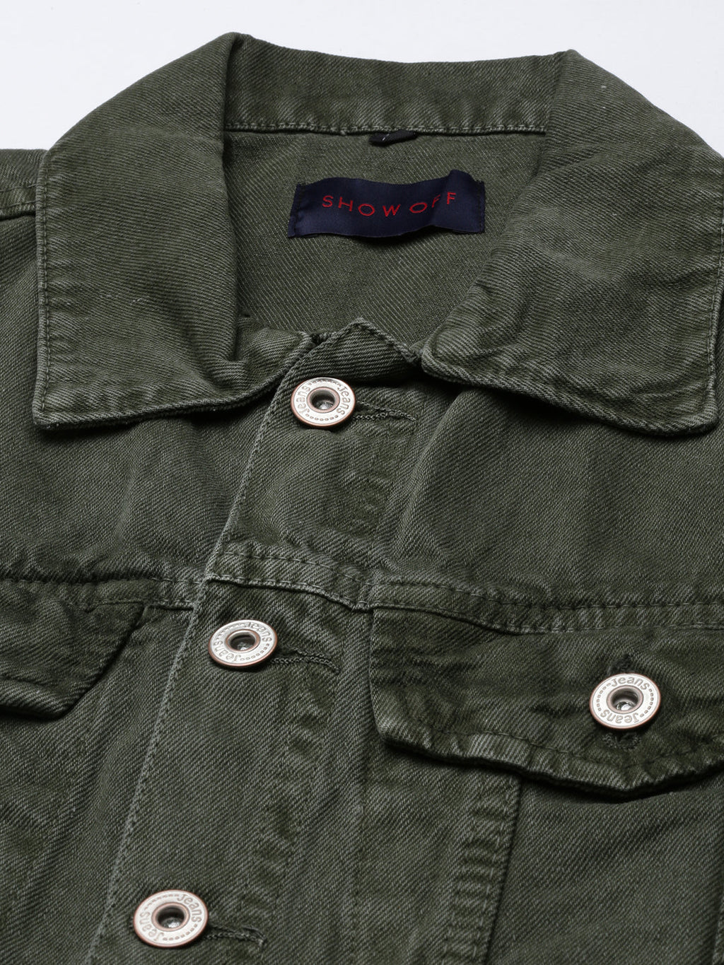 Women's Olive Shirt Collar Cotton Basic Jumpsuit