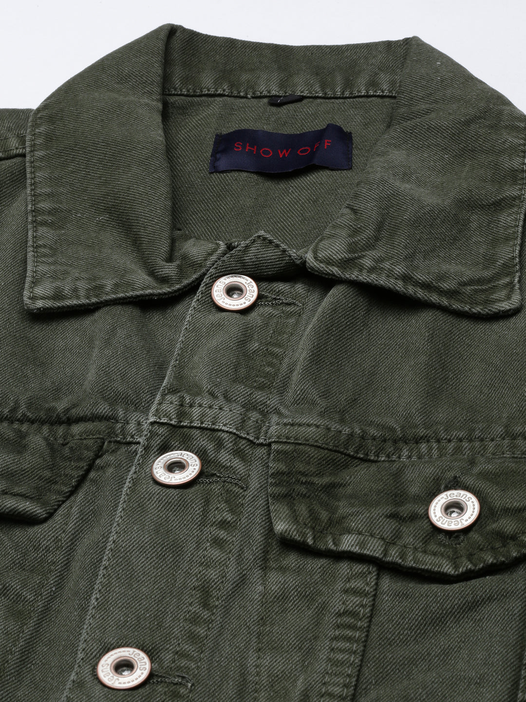 Women's Olive Shirt Collar Cotton Basic Jumpsuit