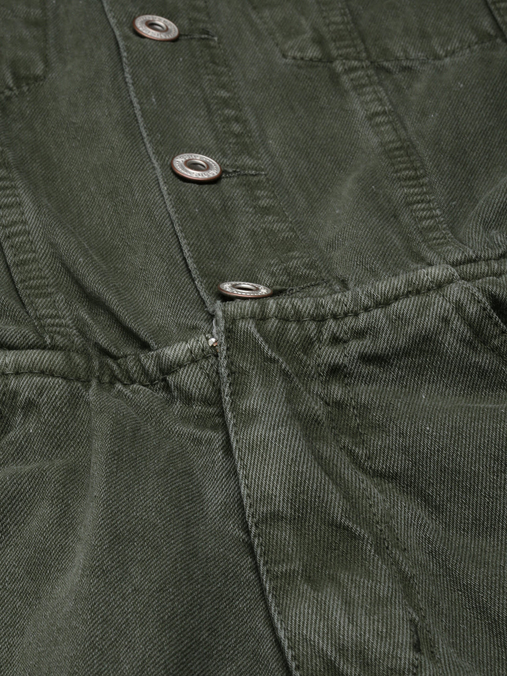 Women's Olive Shirt Collar Cotton Basic Jumpsuit