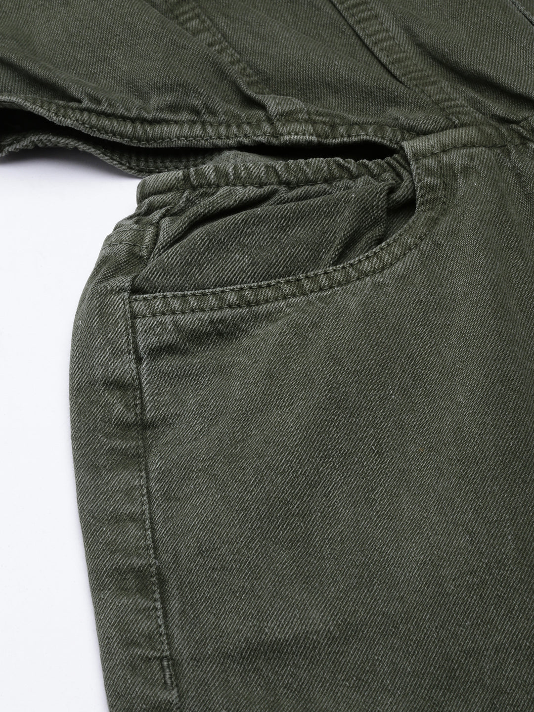 Women's Olive Shirt Collar Cotton Basic Jumpsuit