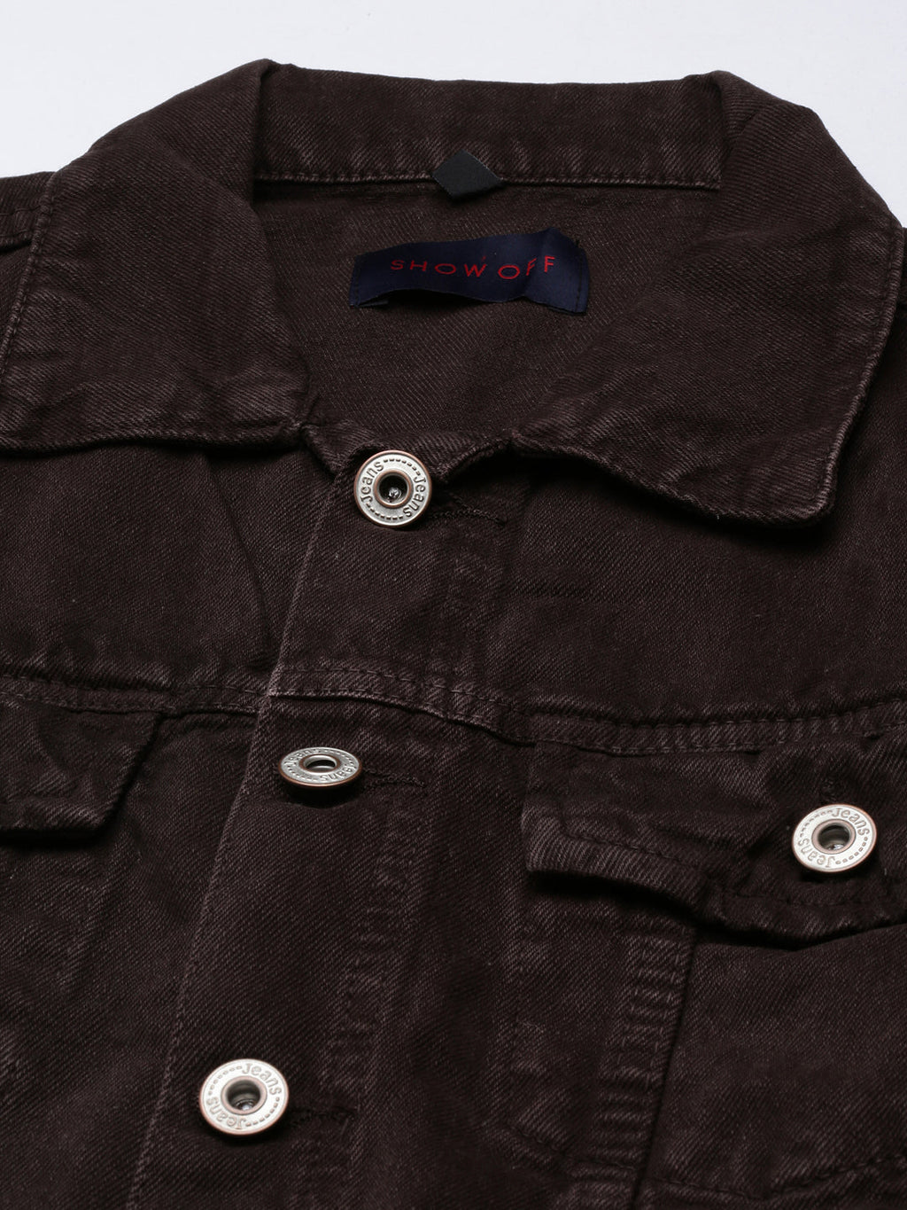 Women's Coffee Brown Shirt Collar Cotton Basic Jumpsuit