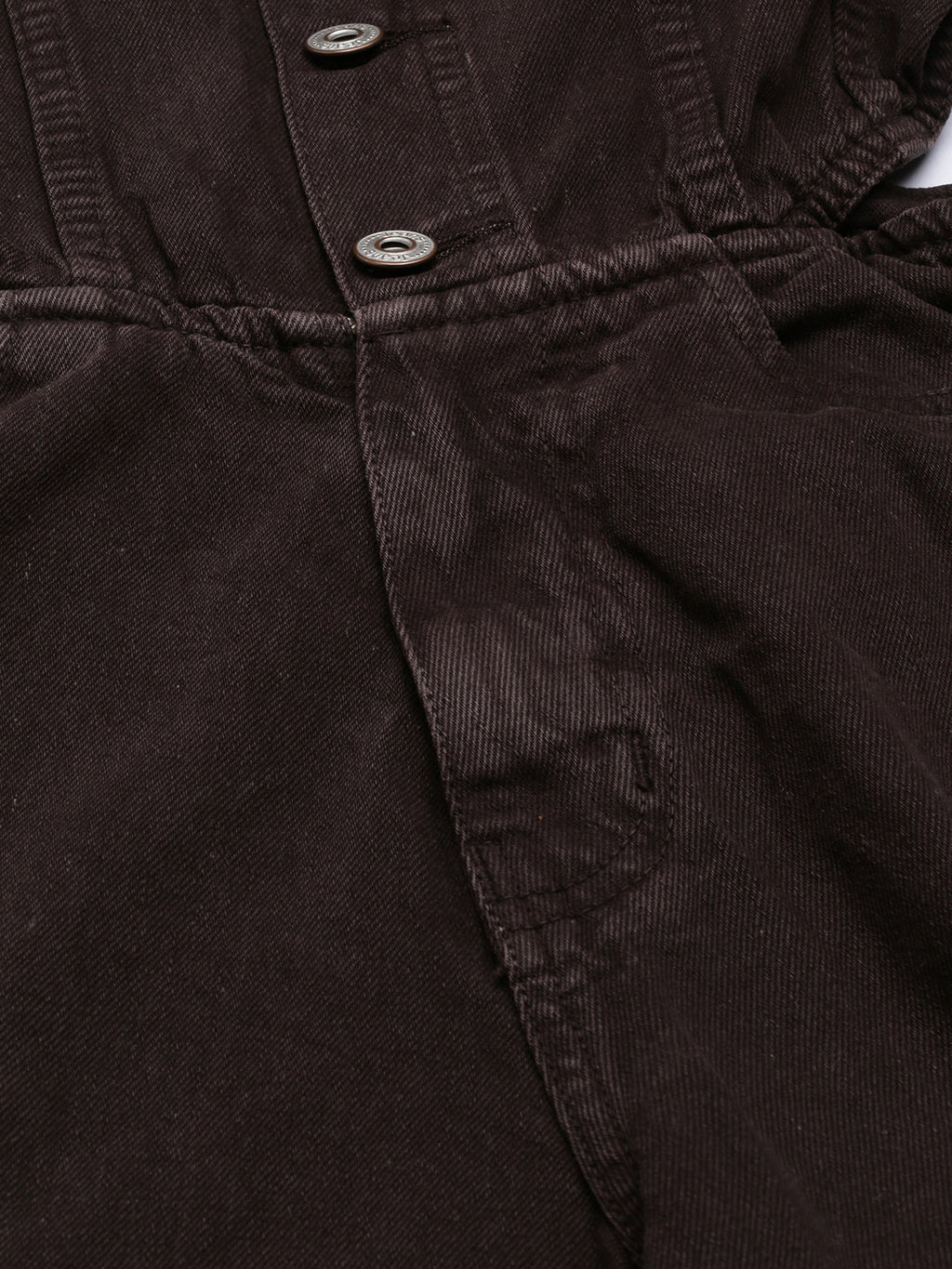 Women's Coffee Brown Shirt Collar Cotton Basic Jumpsuit