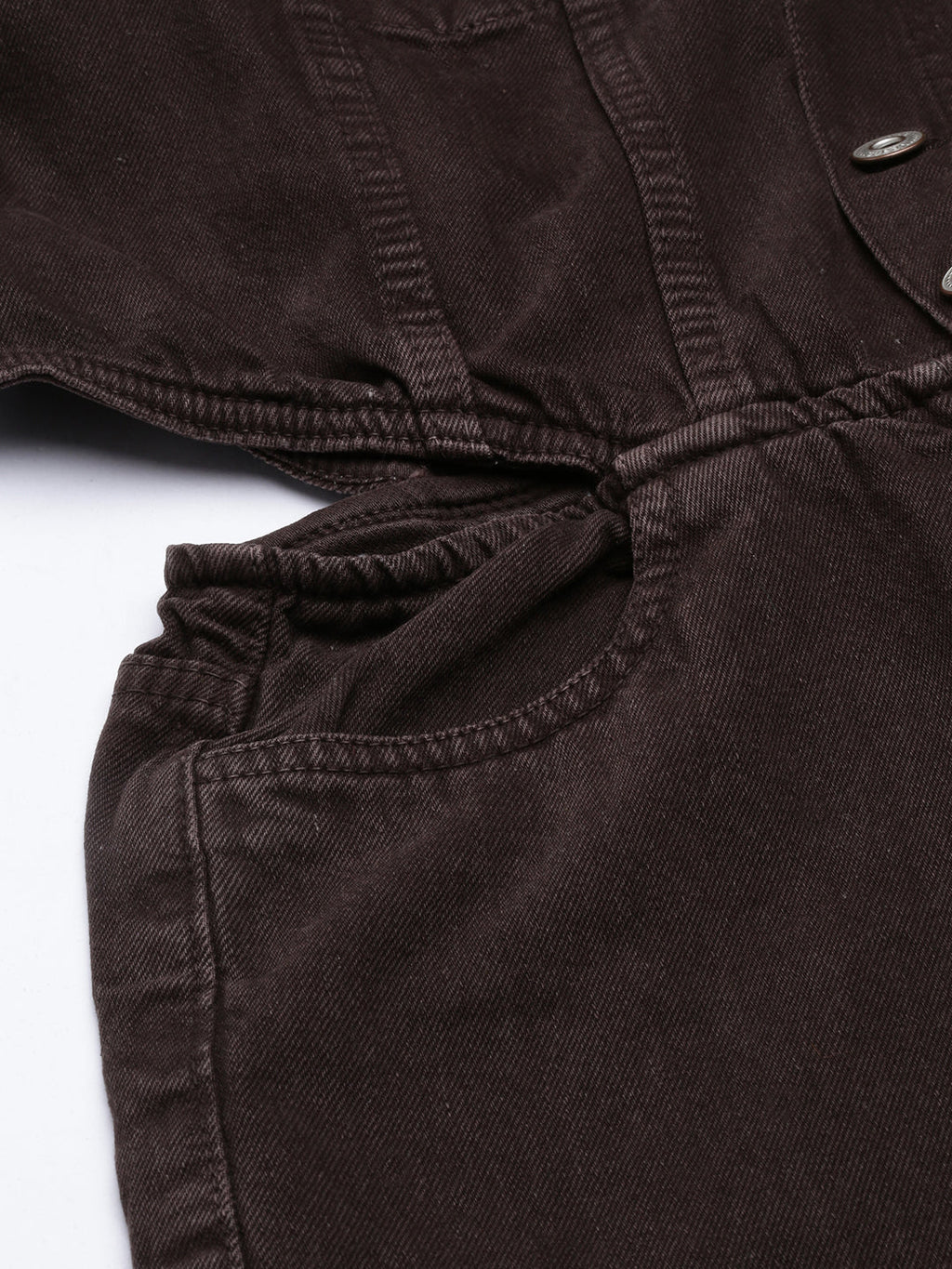 Women's Coffee Brown Shirt Collar Cotton Basic Jumpsuit