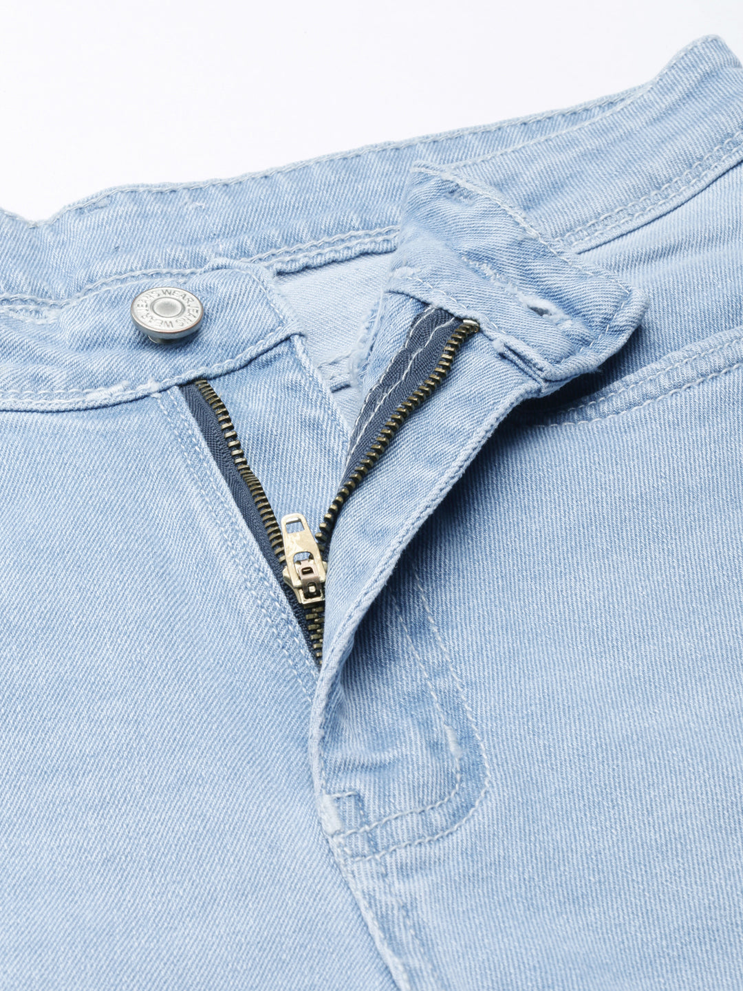 Women's Blue Straight Fit Light Fade Frayed Jeans