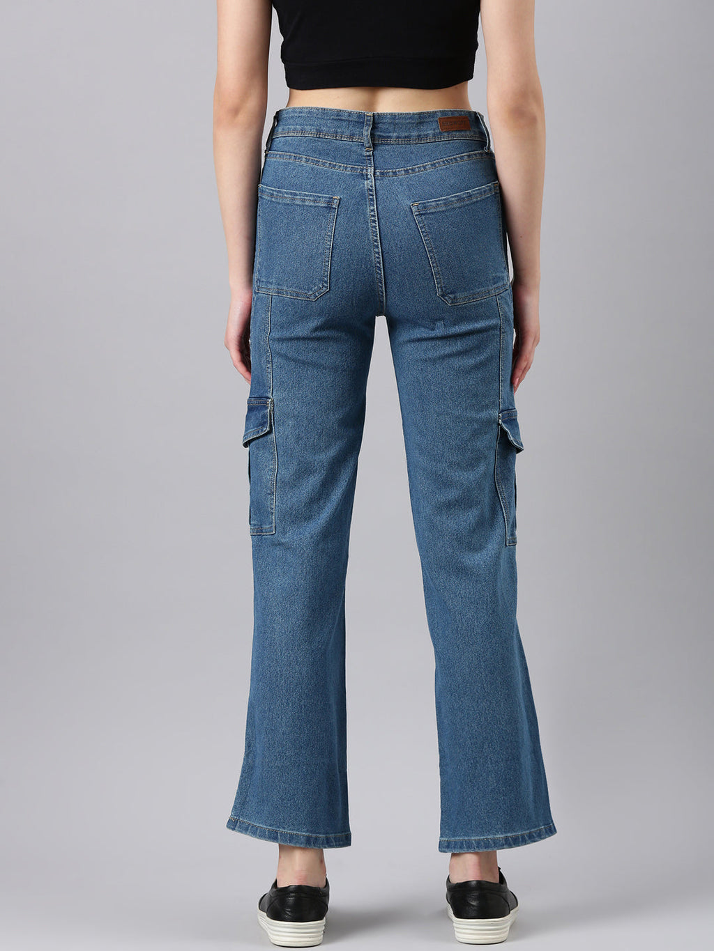 Women's Blue Mid-Rise Straight Fit Denim Jeans