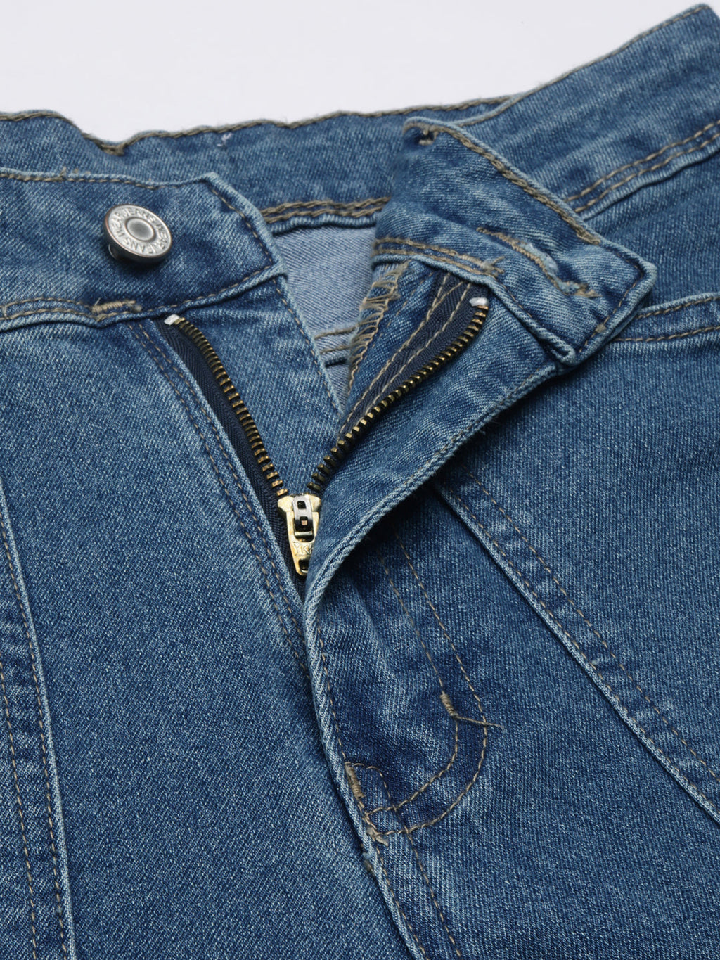 Women's Blue Mid-Rise Straight Fit Denim Jeans