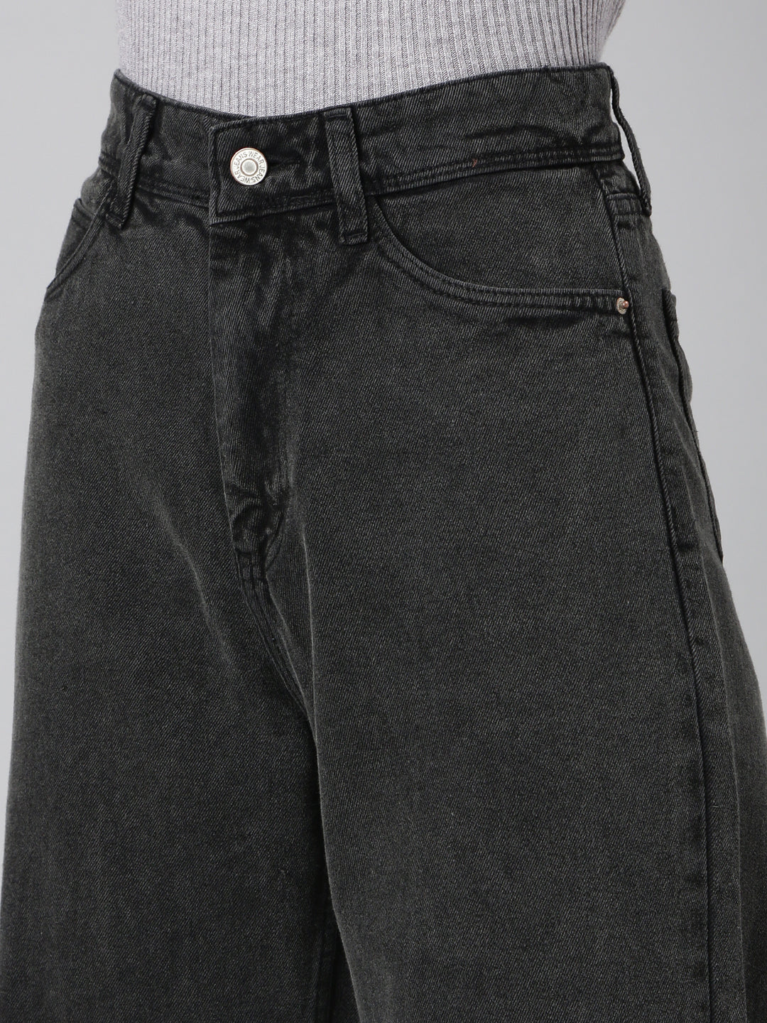 Women's Grey Wide Leg Denim Jeans