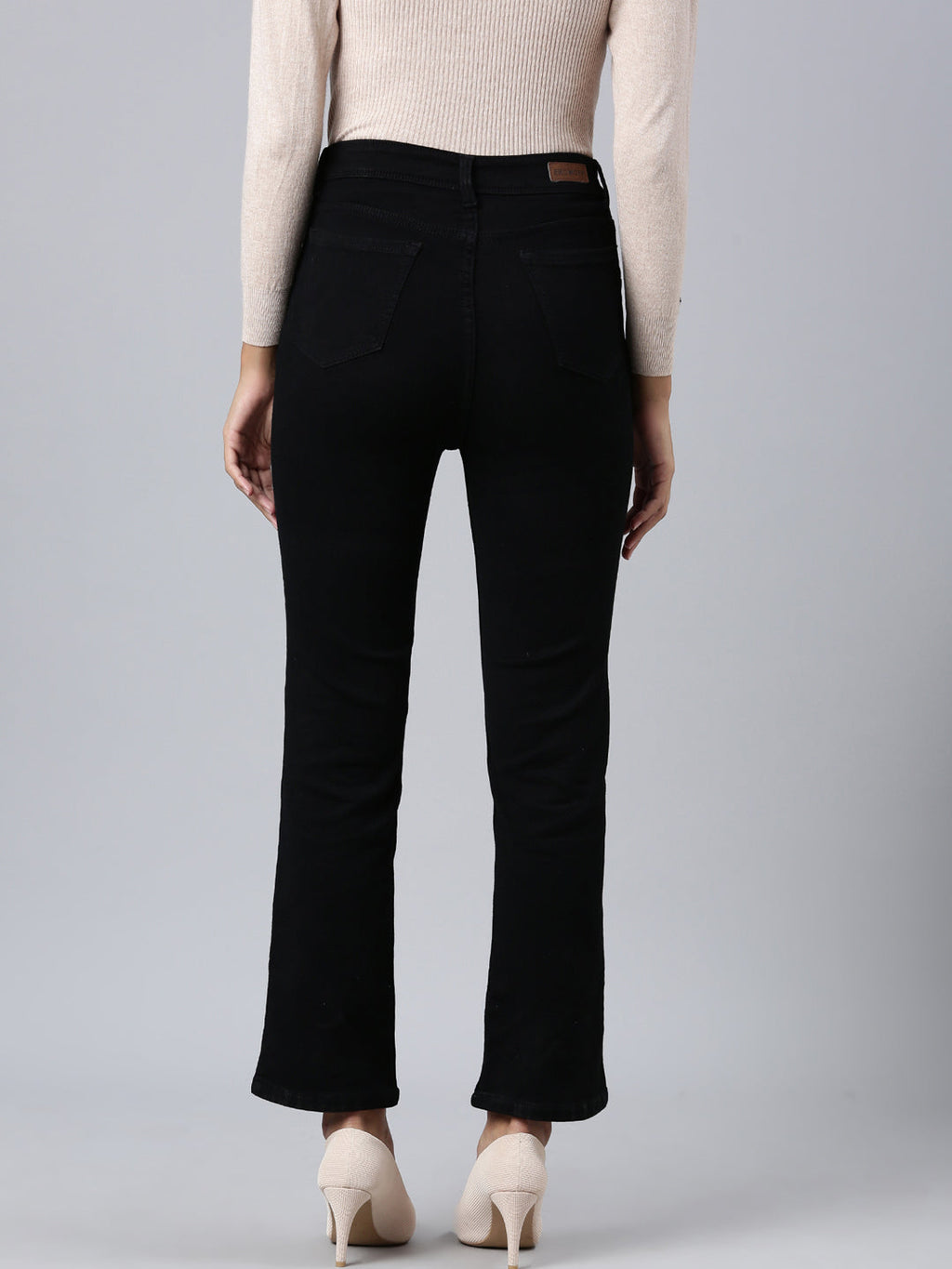 Women's Black Straight Fit Acid Wash Stretchable Denim Jeans