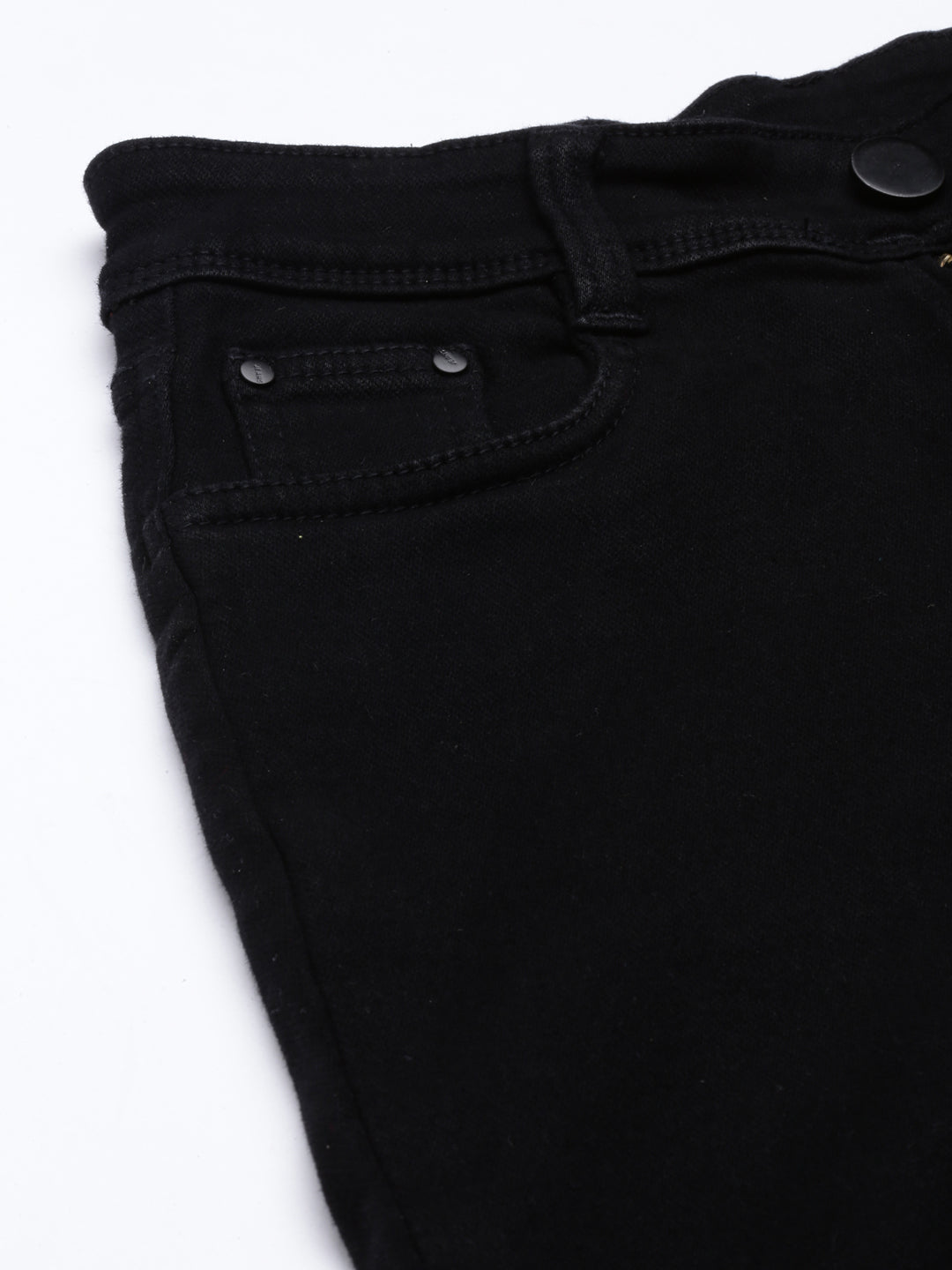 Women's Black Straight Fit Acid Wash Stretchable Denim Jeans