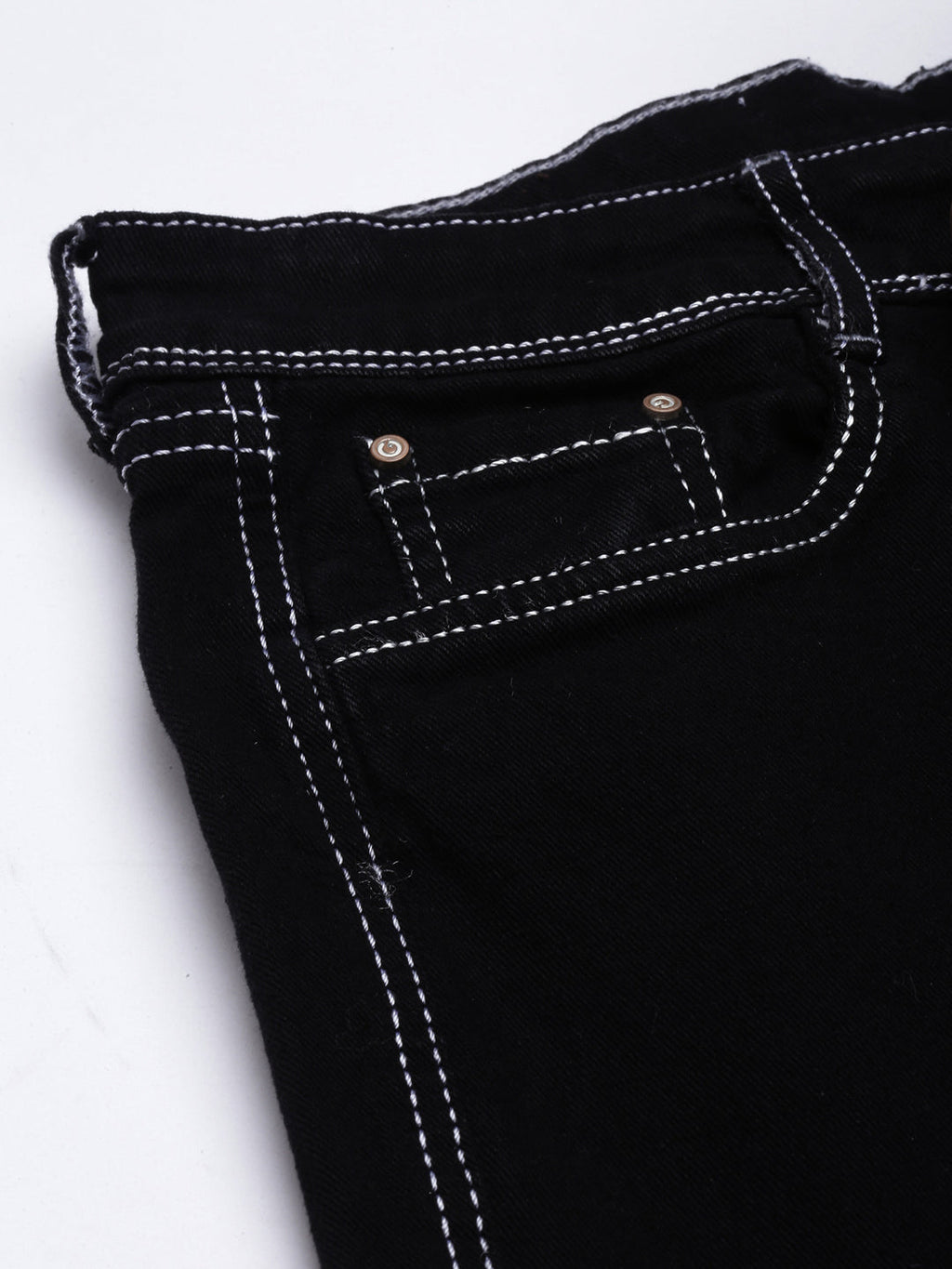 Women's Black Straight Fit Stretchable Cargo Jeans