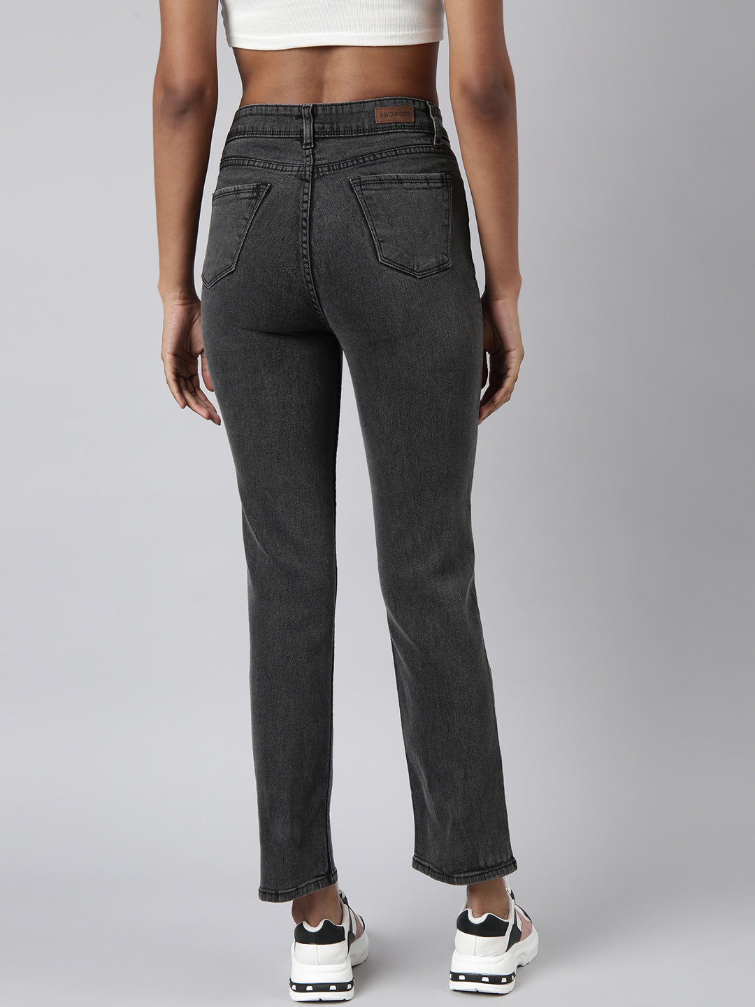 Women's Grey Straight Fit Light Fade Jeans