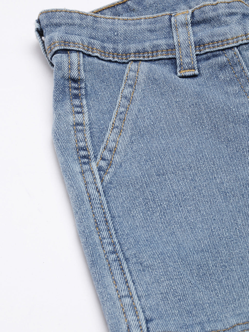 Women's Blue Straight Fit Light Fade Stretchable Denim Cargo Jeans