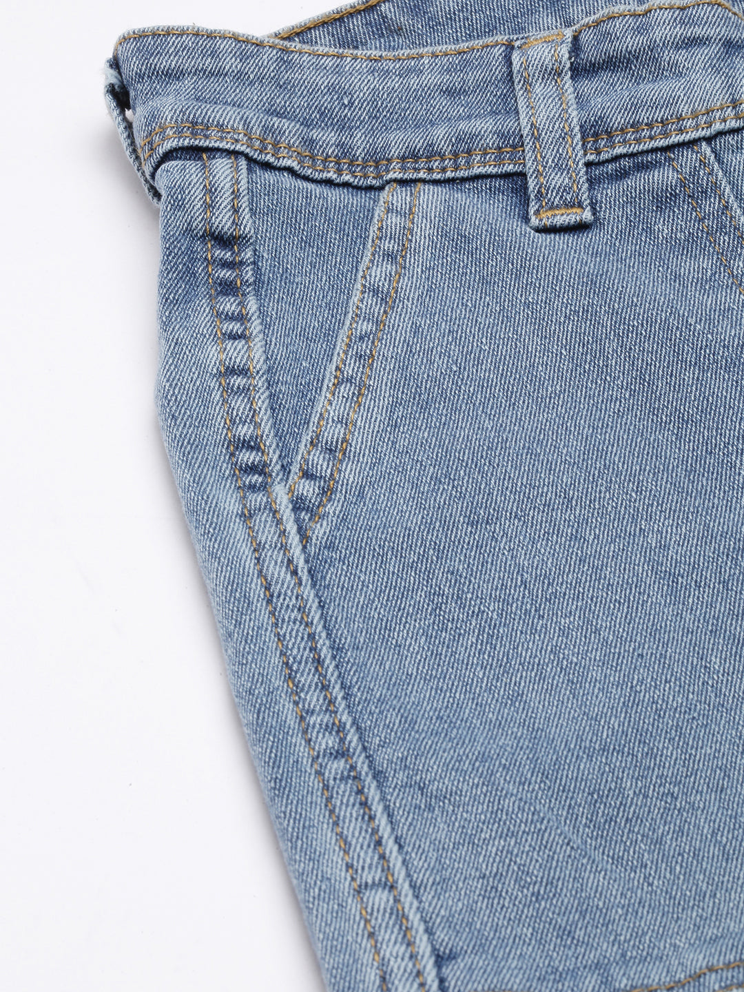 Women's Blue Straight Fit Light Fade Stretchable Denim Cargo Jeans