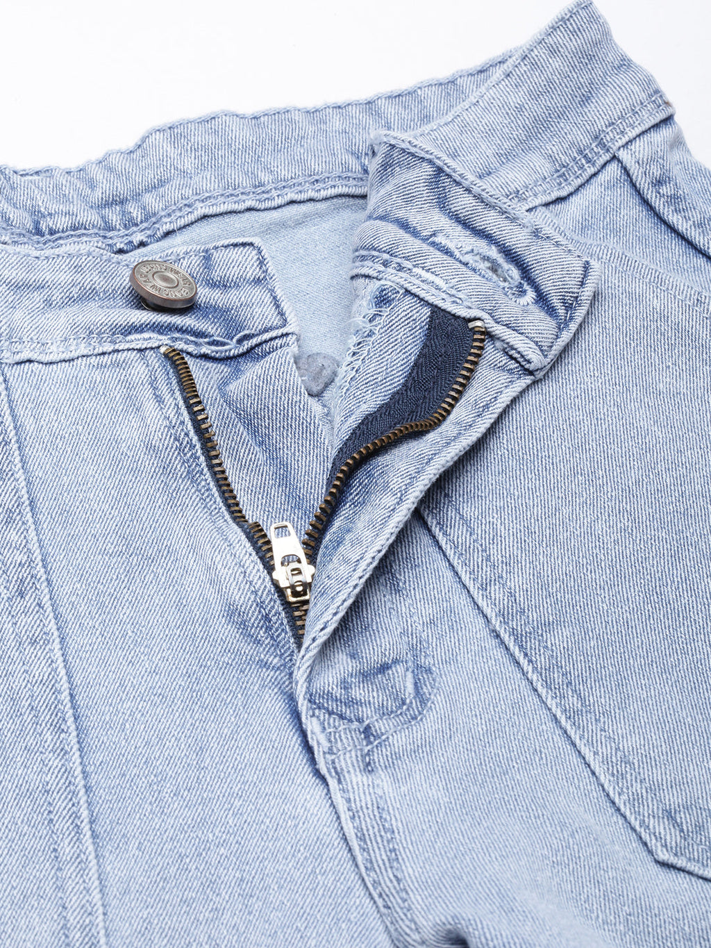 Women's Blue Straight Fit Light Fade Cargo Jeans