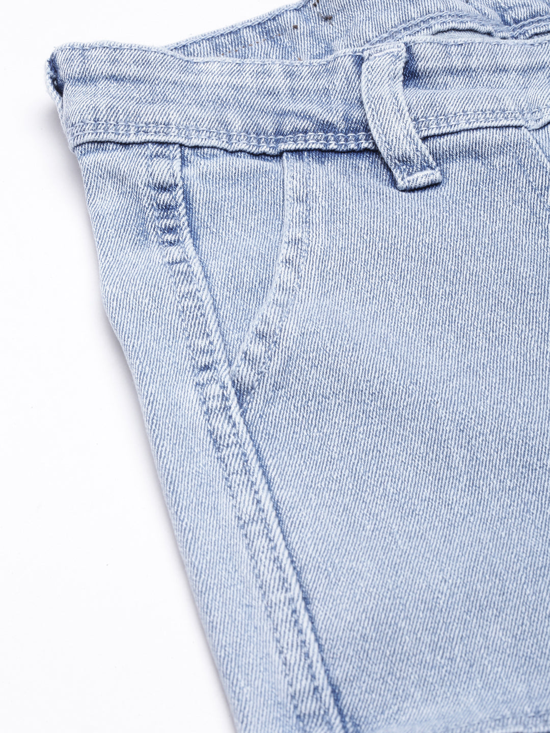 Women's Blue Straight Fit Light Fade Cargo Jeans