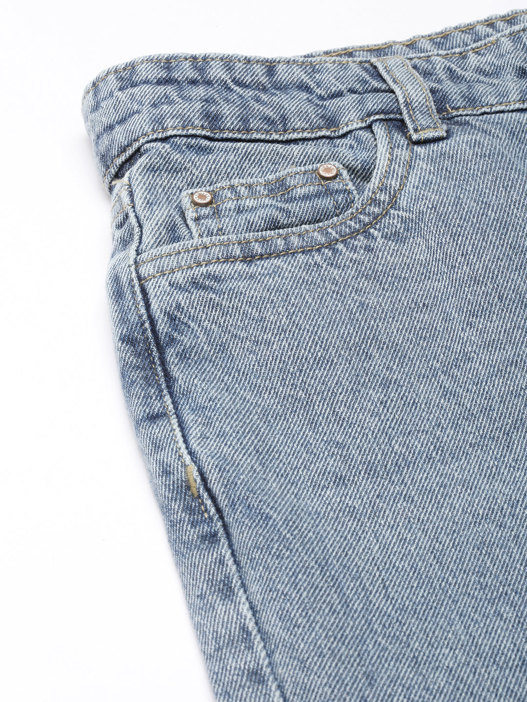 Women's Blue Straight Fit Heavy Fade Acid Wash Jeans