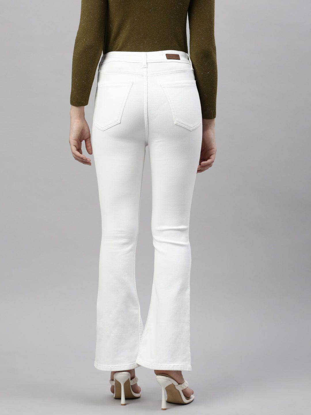 Women's White Comfort Bootcut Stretchable Jeans