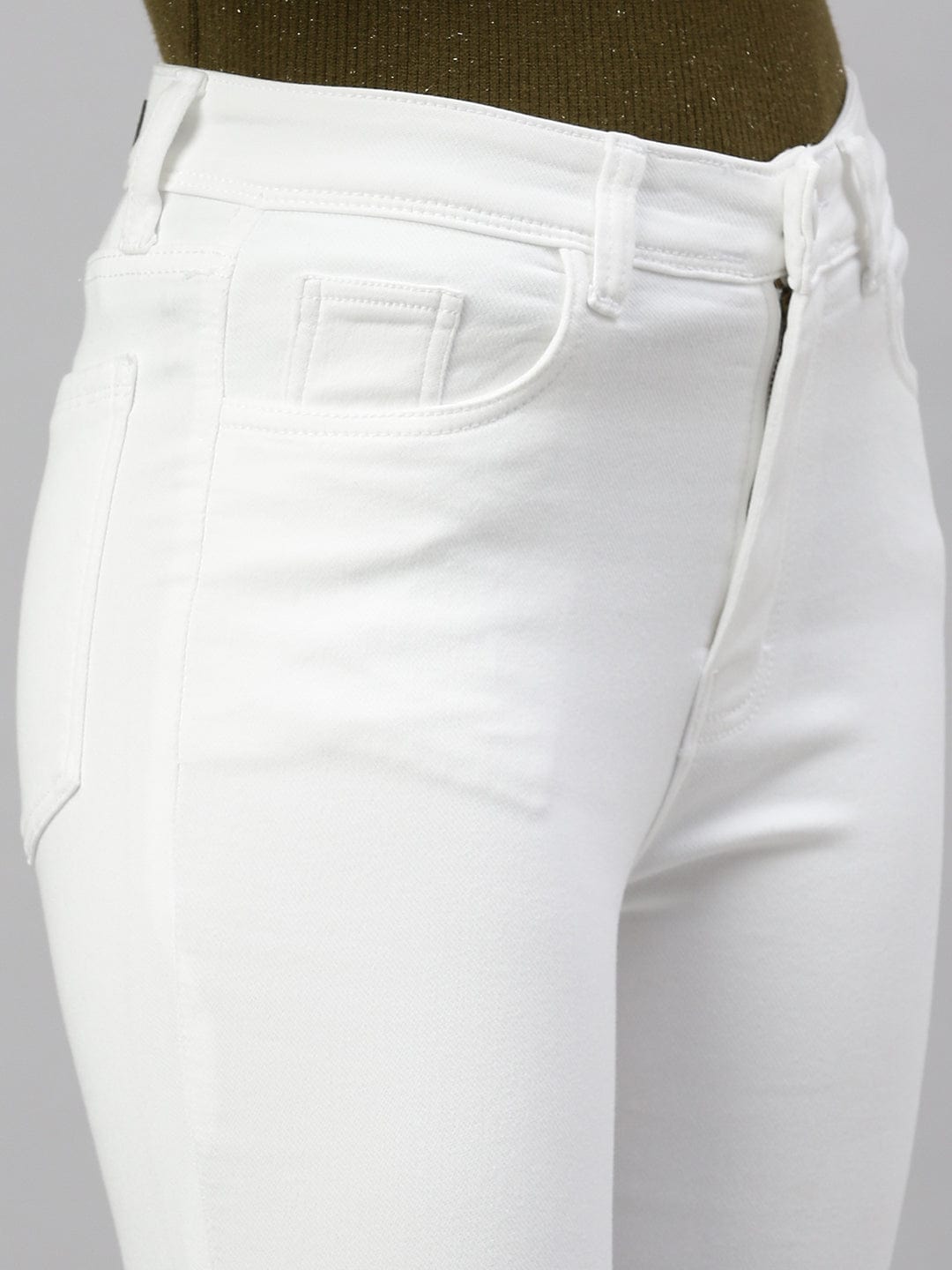 Women's White Comfort Bootcut Stretchable Jeans