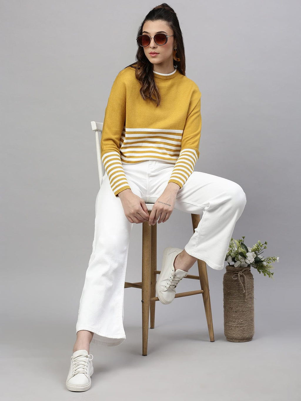 Women's White Comfort Wide Leg Stretchable Jeans