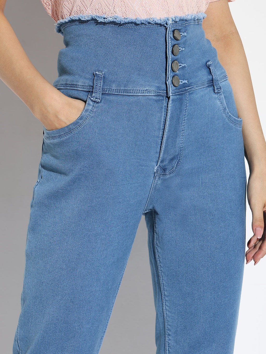 Women's Blue Comfort Slim Fit Acid Wash Stretchable Jeans